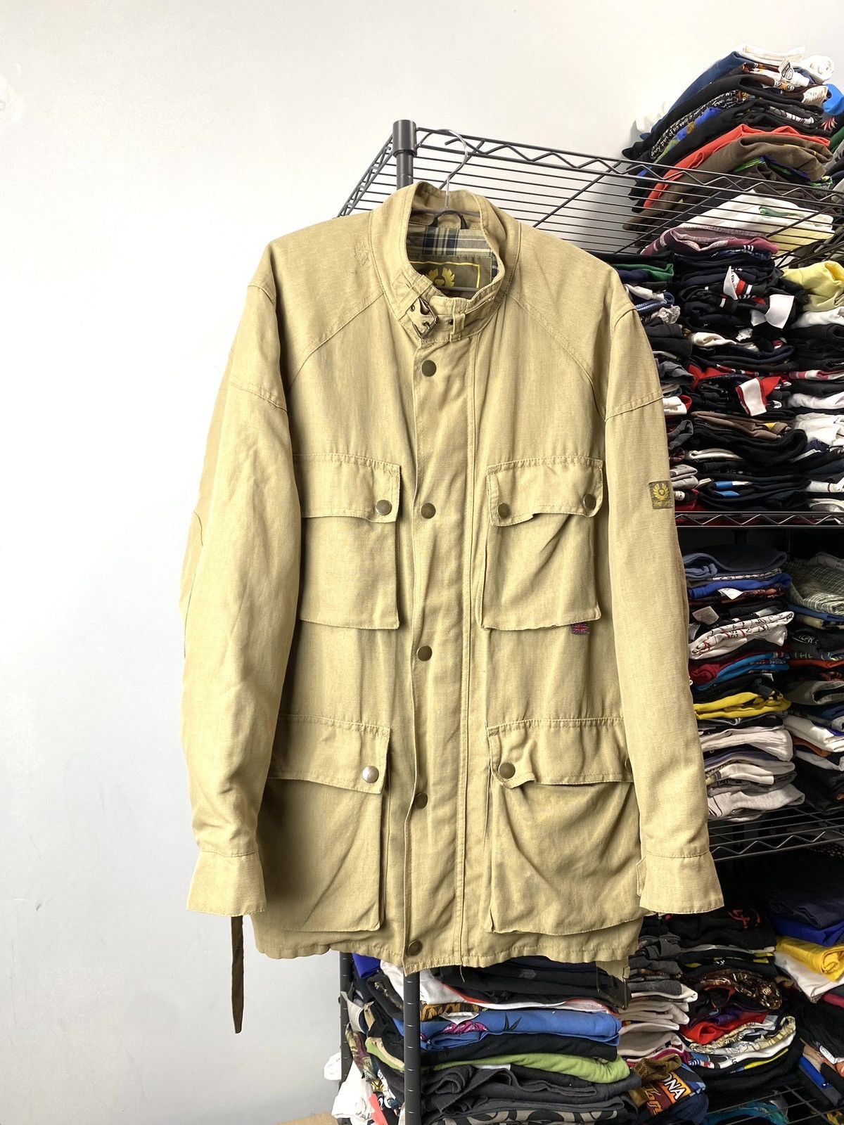 Rare! Vintage Linen Belstaff Jacket Military Style Moto