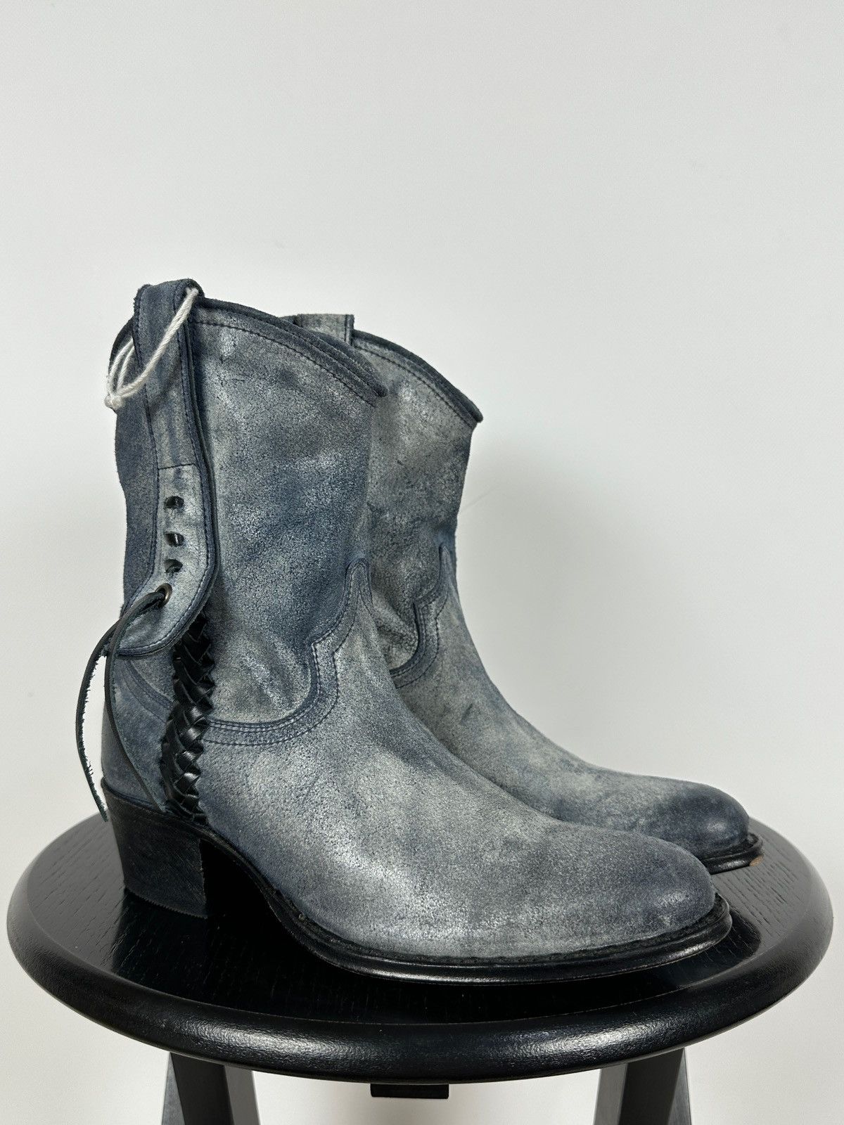 Sendra Sendra Dr.Adams Blue Leather Cowboy Biker Ankle Boots Size US 6 / IT 36 - 10 Thumbnail