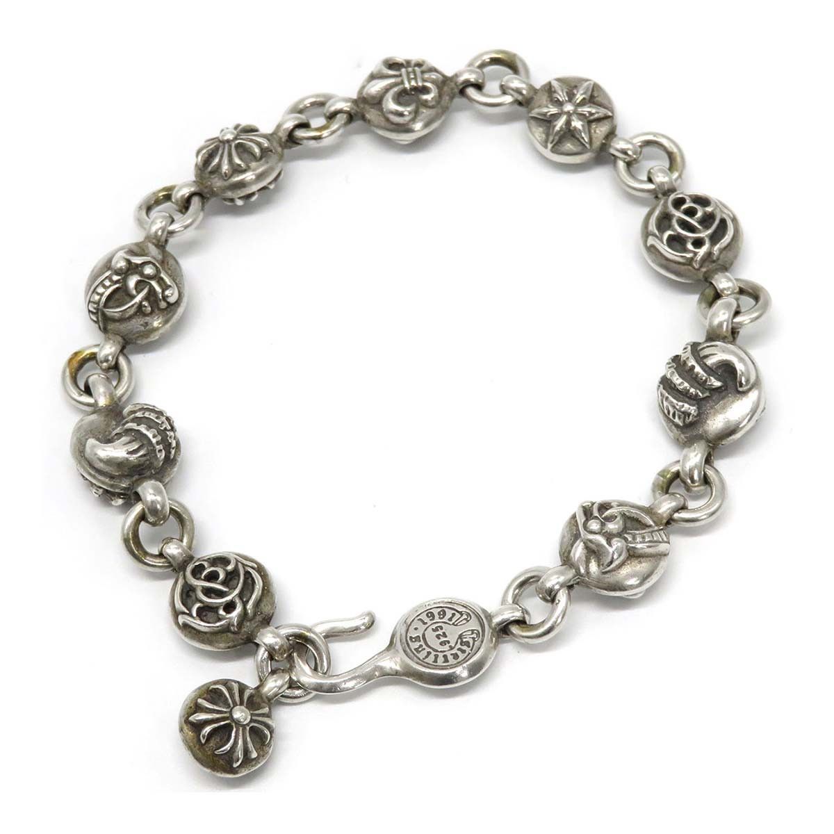 image of Chrome Hearts Cross Ball Bracelet in Silver, Men's