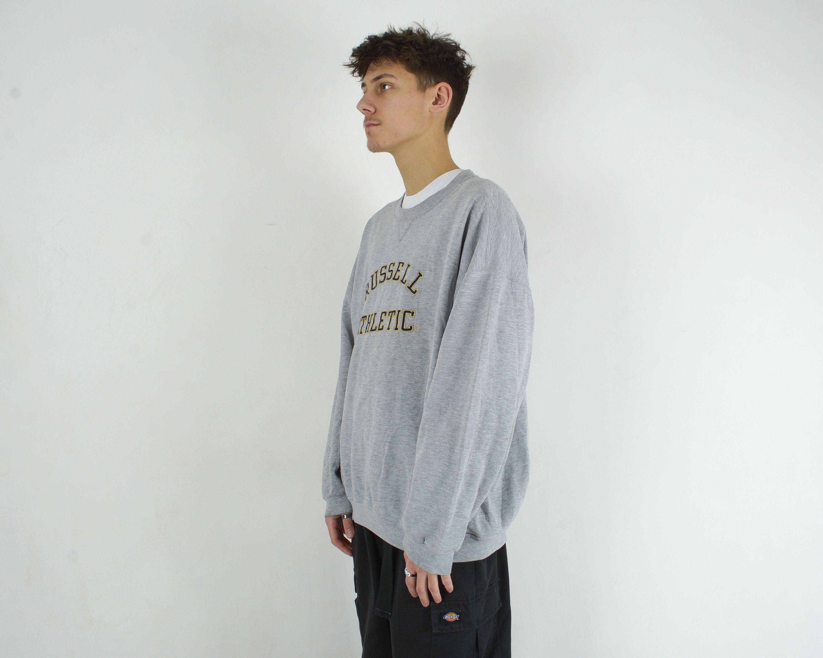 Russell Athletic × Vintage Mens 2XL Jumper Sweatshirt Pullover Sweater Grey Logo Top Size US XXL / EU 58 / 5 - 3 Thumbnail