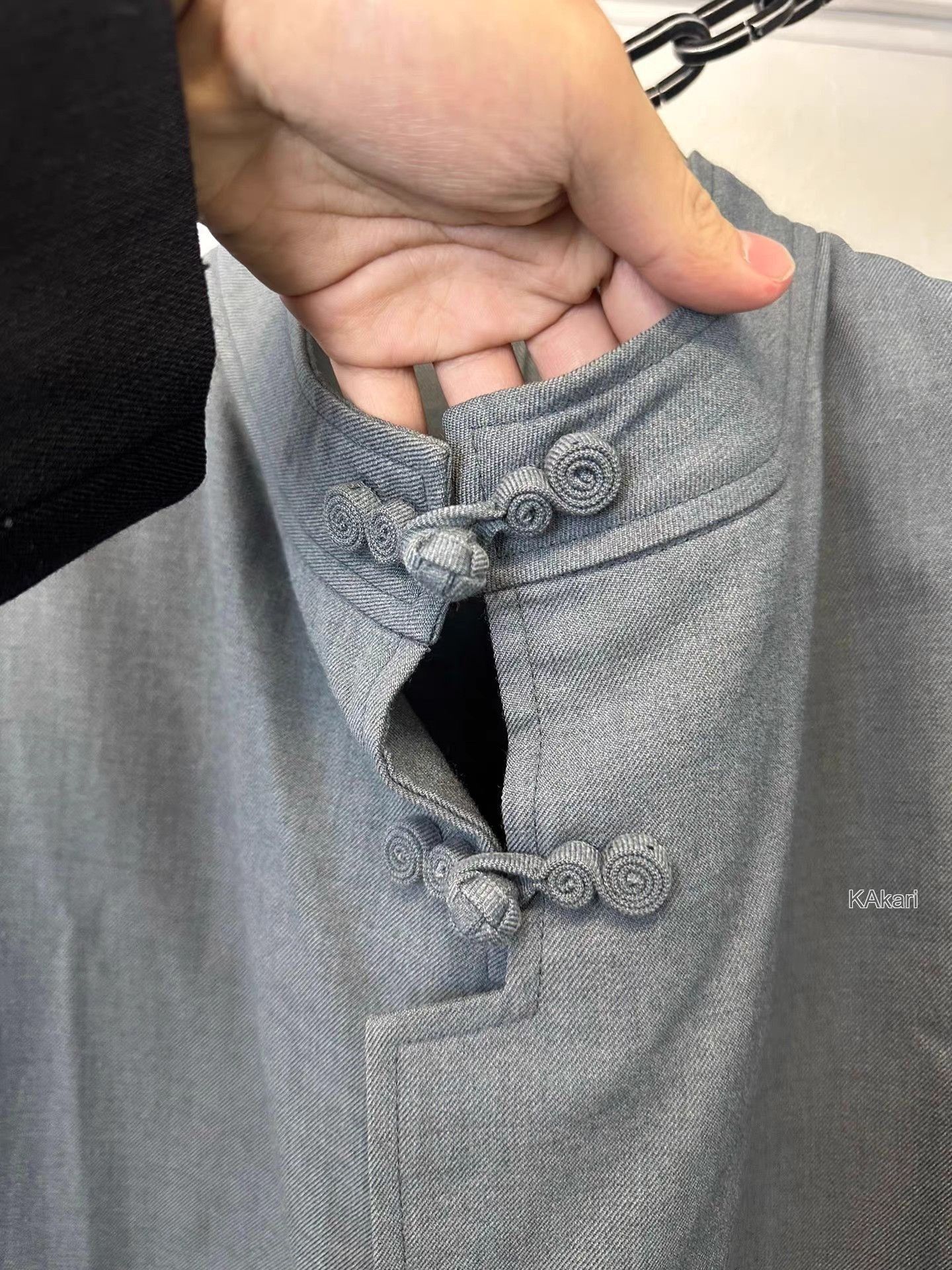 Yohji Yamamoto Gray Mandarin Collar Light Jacket - XL Size US XL / EU 56 / 4 - 8 Thumbnail