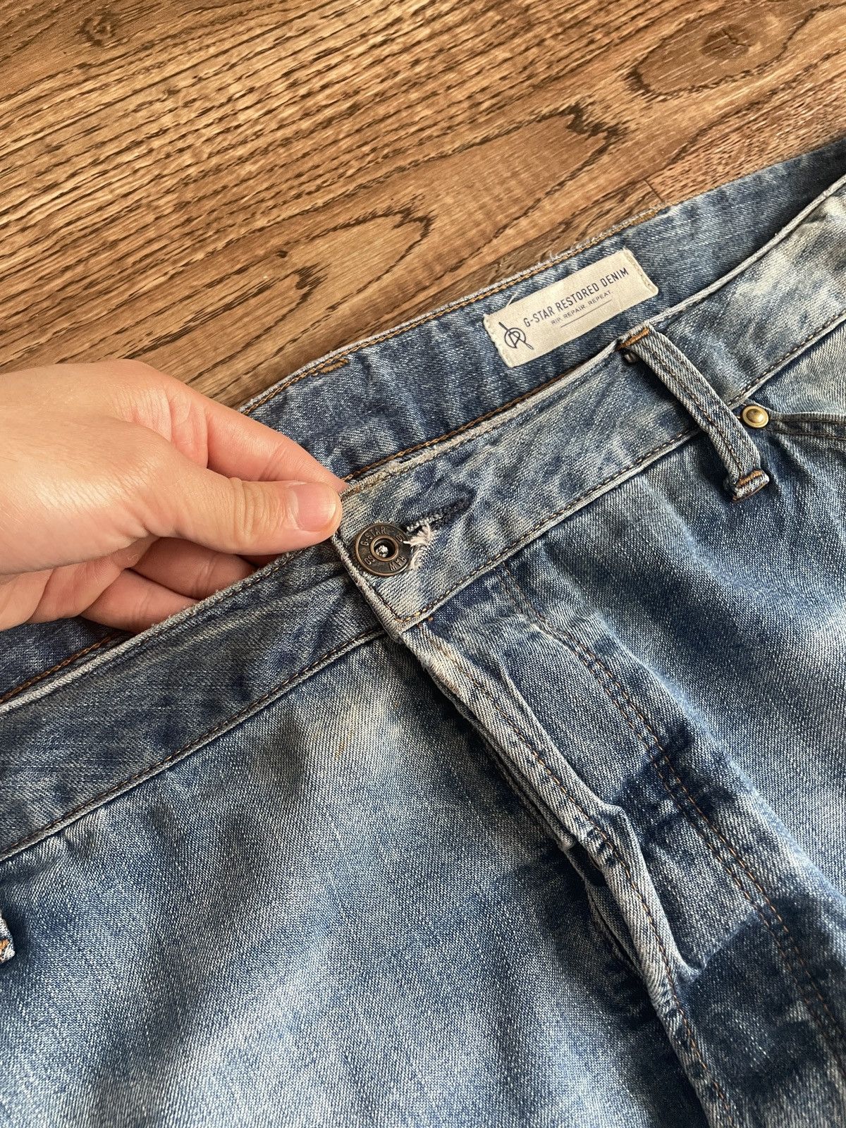 G-Star × Japanese Brand × Vintage Vintage G Star raw jeans double knee rare ultra baggy jeans Size US 36 / EU 52 - 5 Thumbnail