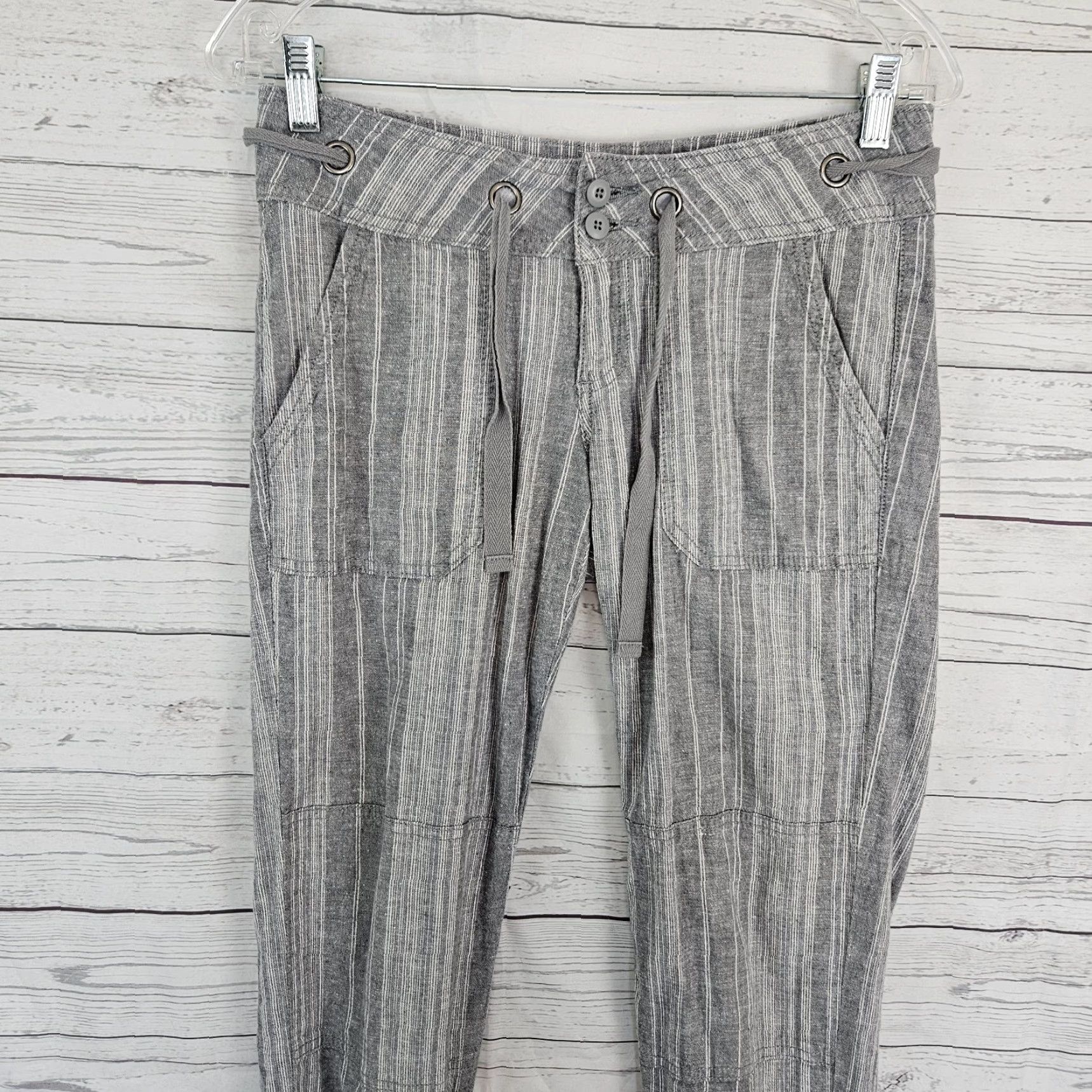 Prana prAna Womens Steph Jogger Pants Sz 0 Gray Stripe Low Rise Cotton Hemp Blend Pants Size 25" / US 0 / IT 36 - 2 Thumbnail