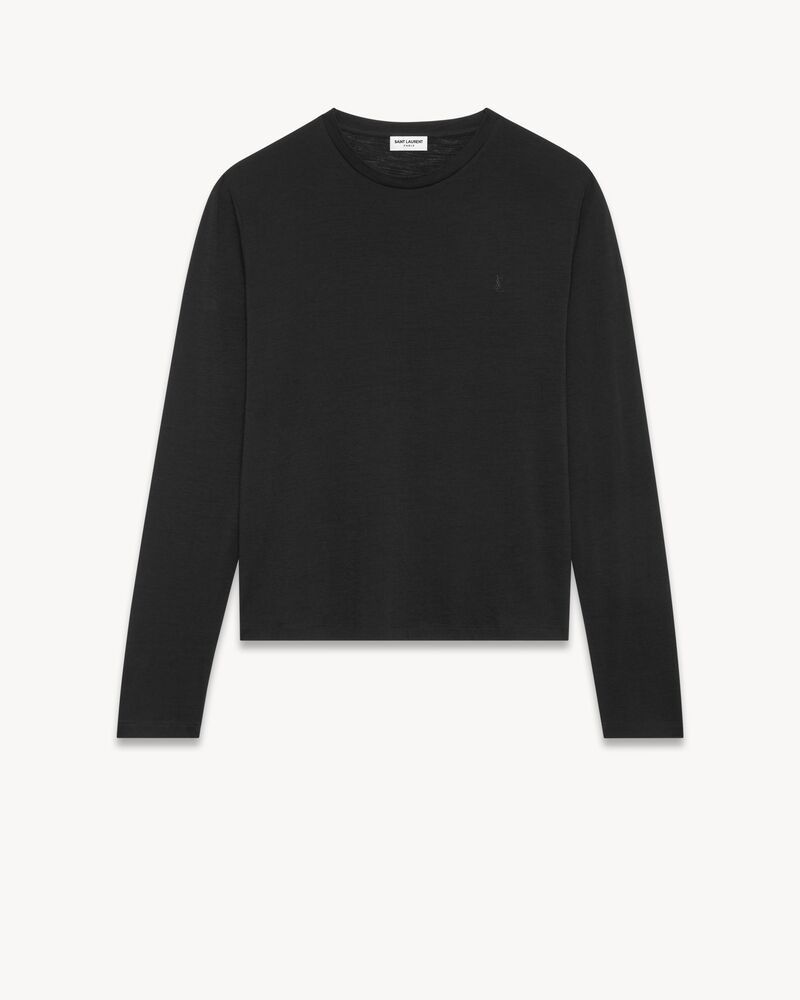 Saint Laurent Paris o1b1hav111125 710035 Top Cassandre in Wool Jersey in Black Size US S / EU 44-46 / 1 - 1 Thumbnail