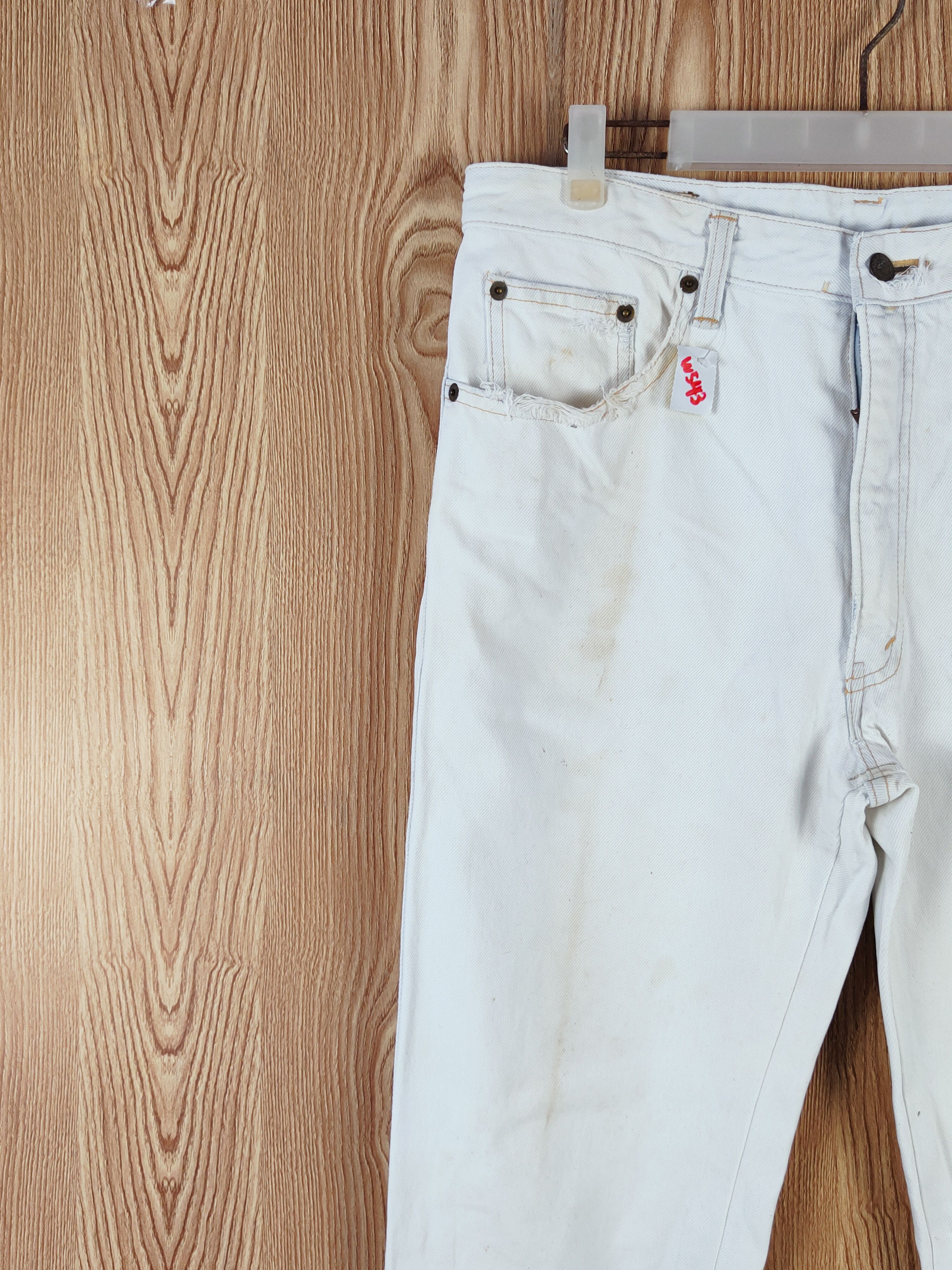 Japanese Brand Bobson Pro White vintage Distressed Ripped Jeans #W543 Size US 33 - 3 Thumbnail
