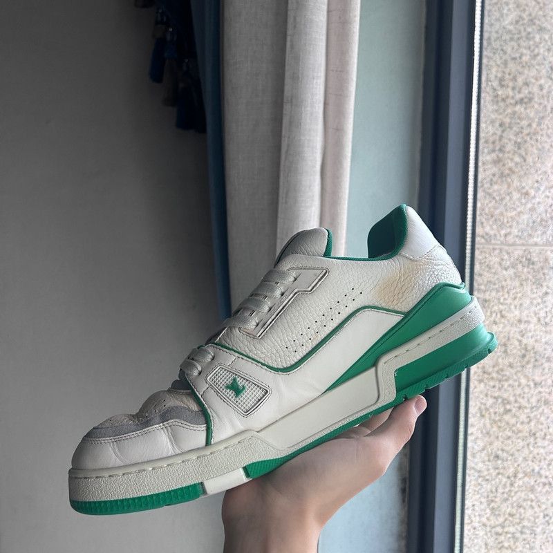 Louis Vuitton Louis Vuitton Green Leather Low-Top Trainers - Size US 8.5 / EU 41-42 - 8 Thumbnail