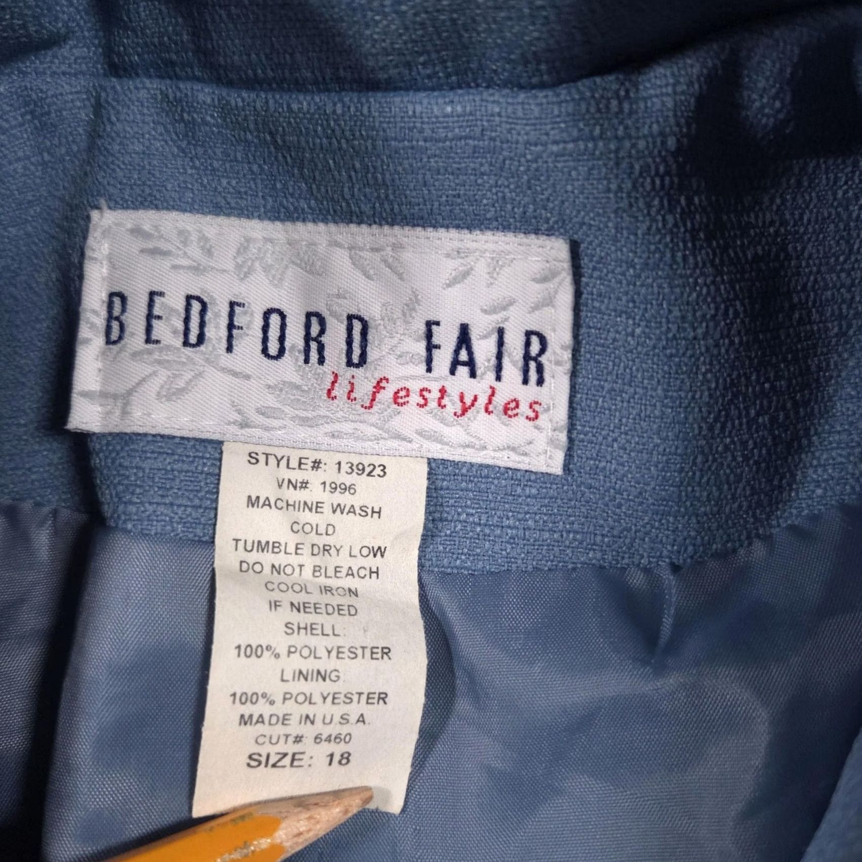 Vintage VINTAGE Bedford Fair Blazer Womens 18 Blue Short Sleeve Button Front Lined Jacket USA Jacket/Coat Size 40" / US 18 - 6 Thumbnail