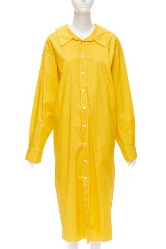 Marni MARNI egg yolk yellow cotton spread collar knee length shirt dress IT36 XS Size XS / US 0-2 / IT 36-38 - 1 Thumbnail