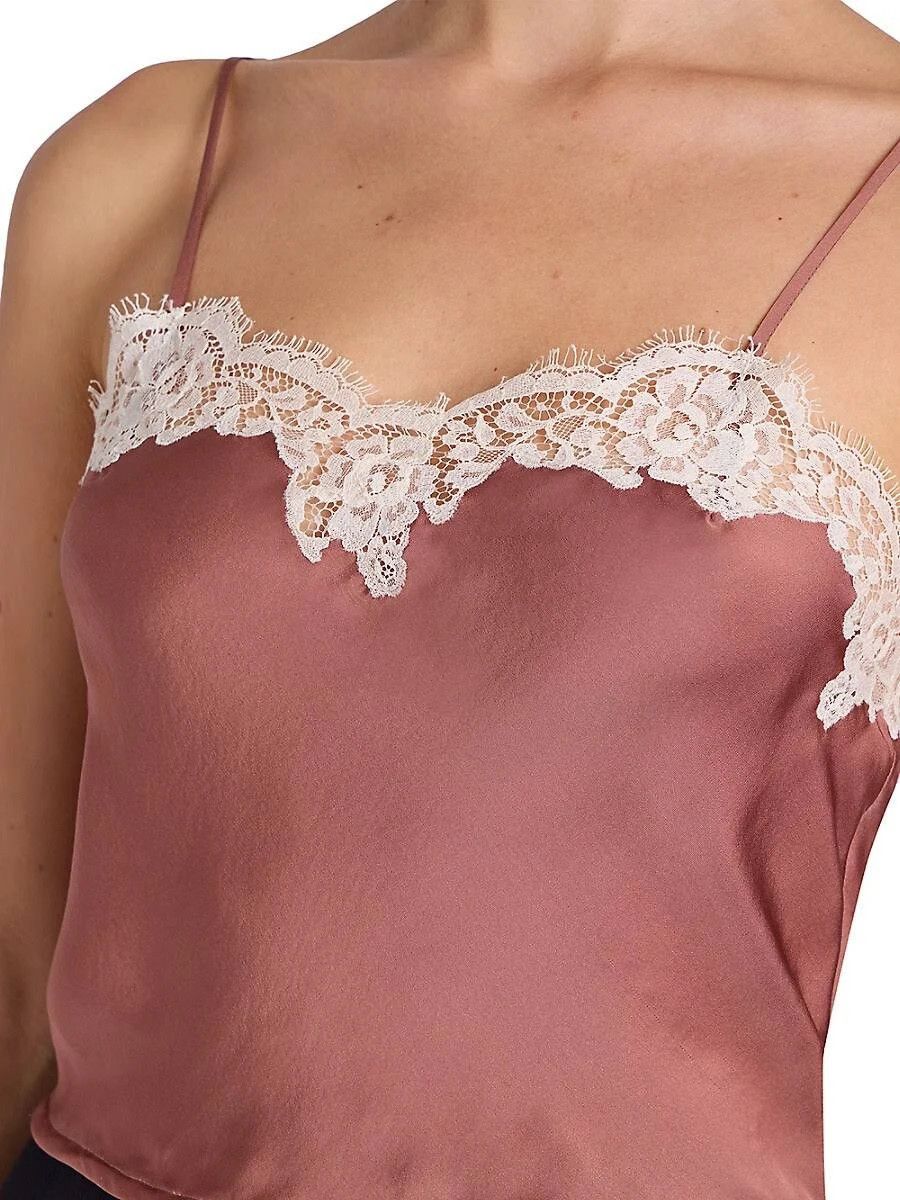 Saint Laurent Paris o1s1wg111024 Lingerie Tank Top In Crepe Satin in Brown/White Size XS / US 0-2 / IT 36-38 - 6 Thumbnail