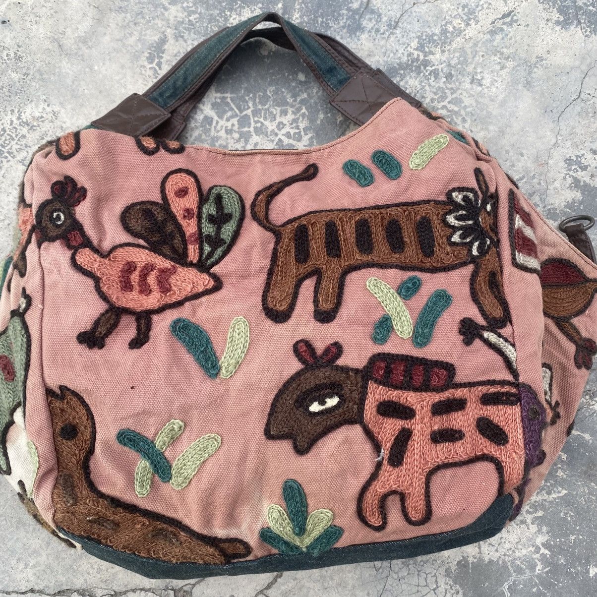 Japanese Brand Hippies Wild Life Embroidery Cotton Bag KAPITAL STYLE Size ONE SIZE - 8 Thumbnail