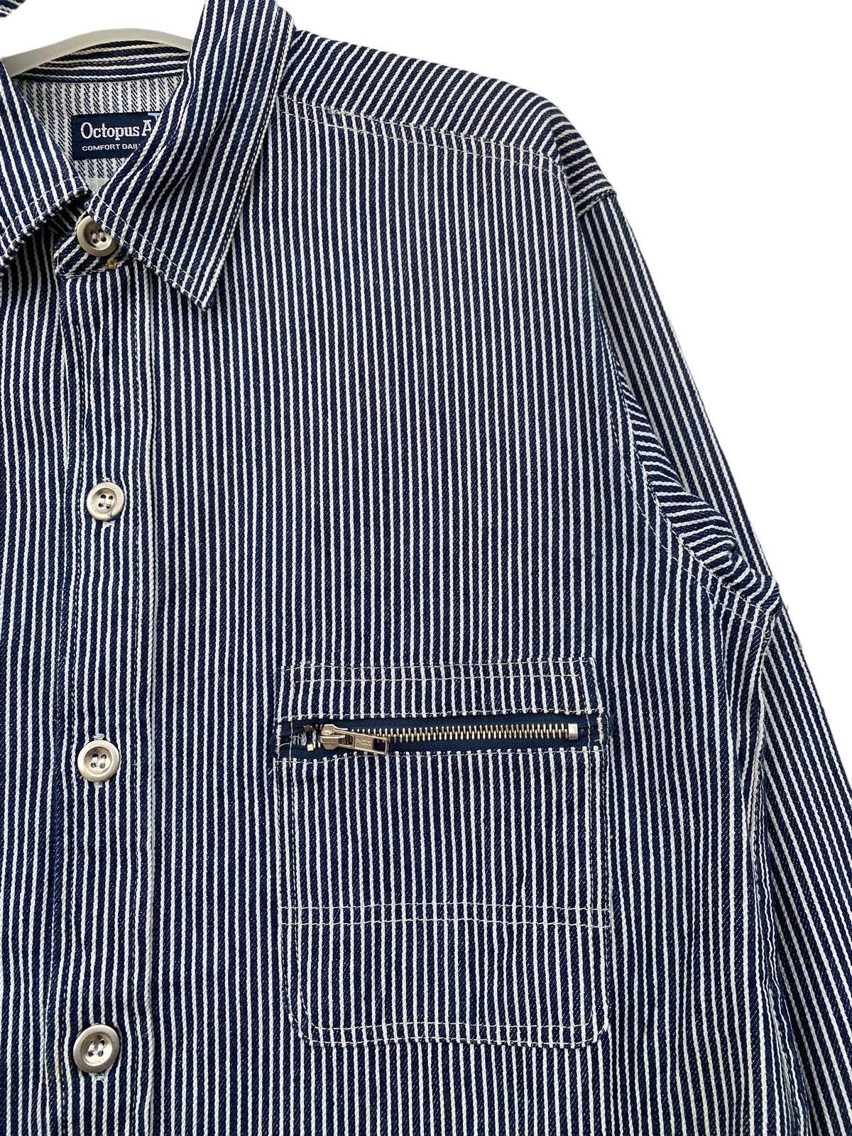 Japanese Brand Octopus Army Hickory Stripe Button Down Jacket Size US L / EU 52-54 / 3 - 3 Thumbnail
