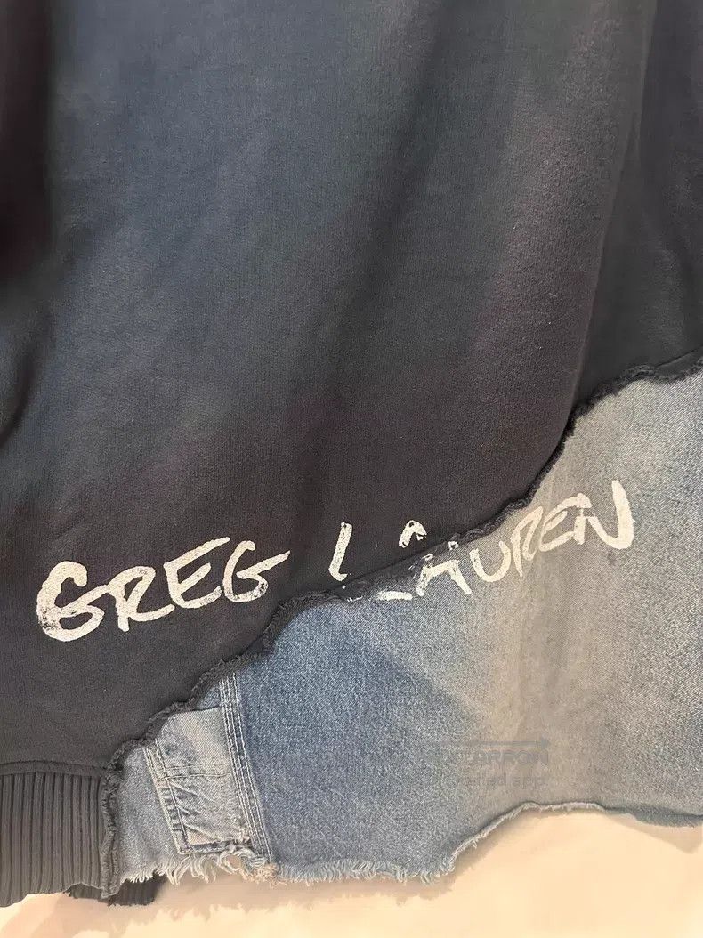 Greg Lauren Greg Lauren Denim Spliced Aged Hooded Sweatshirt Size US S / EU 44-46 / 1 - 4 Thumbnail