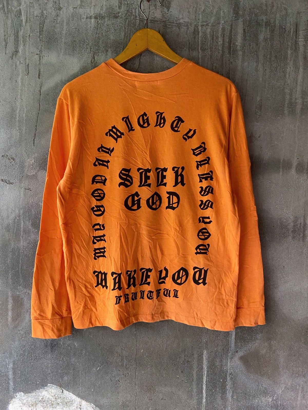 image of Beauty Beast x If Six Was Nine May God Almighty Bless You Long Sleeve in Orange, Men's (Size Medium