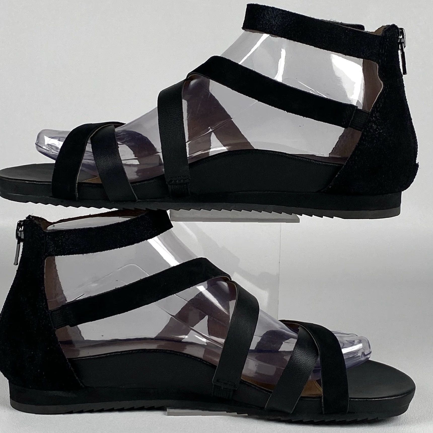 Vintage Abeo Braelyn Ankle Strap Sandals / Black Leather Sz 7.5 Womens Flat Heel Arch Support Strappy Casual Travel 7.5 Black Size US 8 / IT 38 - 6 Thumbnail