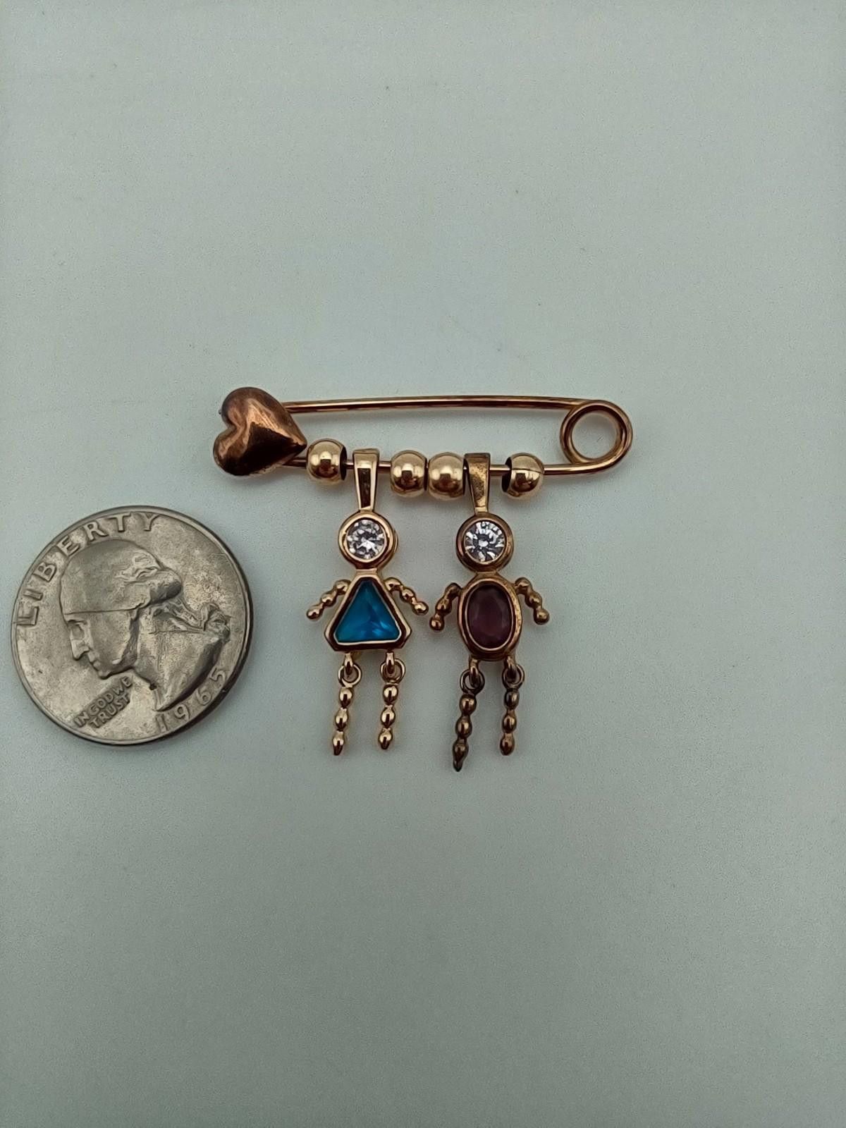 The Unbranded Brand Sterling Silver Mom Kids Brooch Pin 925 SB Gold Tone Size ONE SIZE - 2 Thumbnail