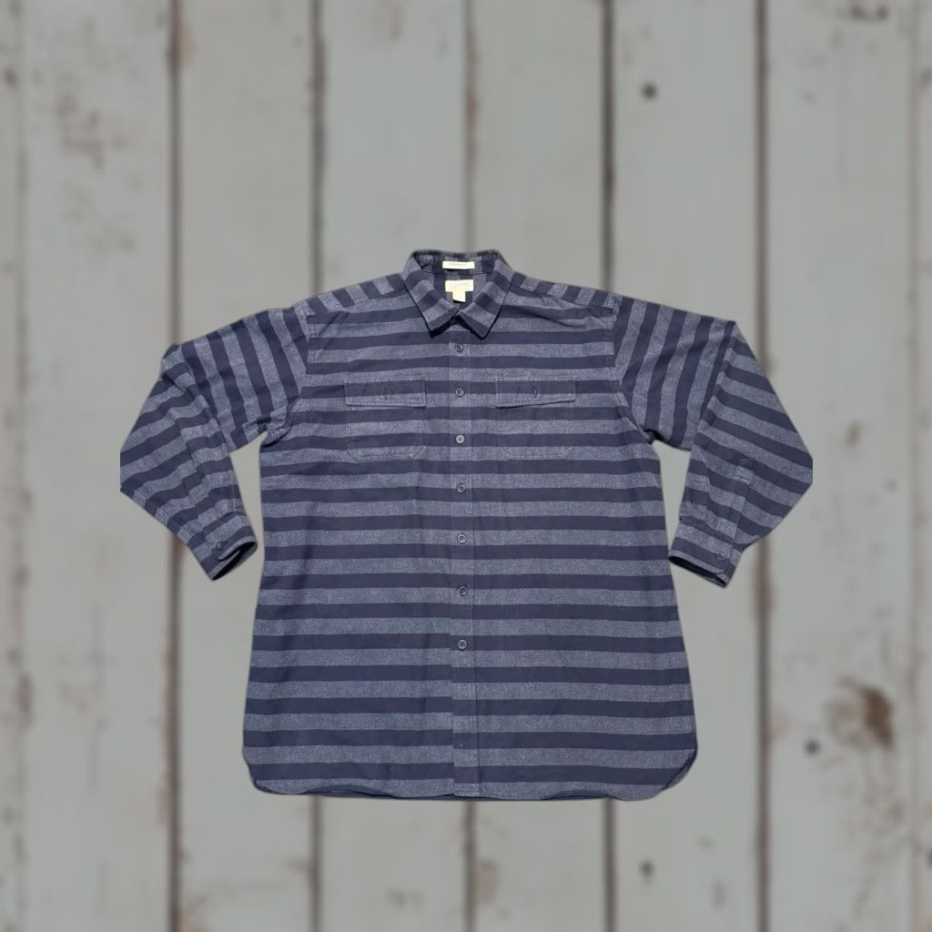Vintage VINTAGE L.L. Bean Chamois Flannel Shirt Men Blue Striped Heavy Traditional Fit Tall XXL Regular Button-Up Long Sleeve Size 2XLT Size US XXL / EU 58 / 5 - 1 Thumbnail