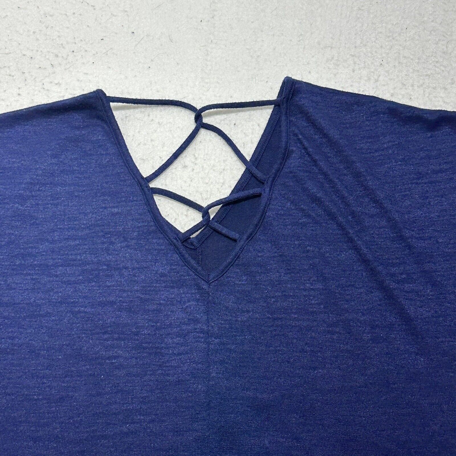 Other A.N.A. Large V-Neck Navy Blue Knit Round Hem T-Shirt Size L / US 10 / IT 46 - 13 Thumbnail