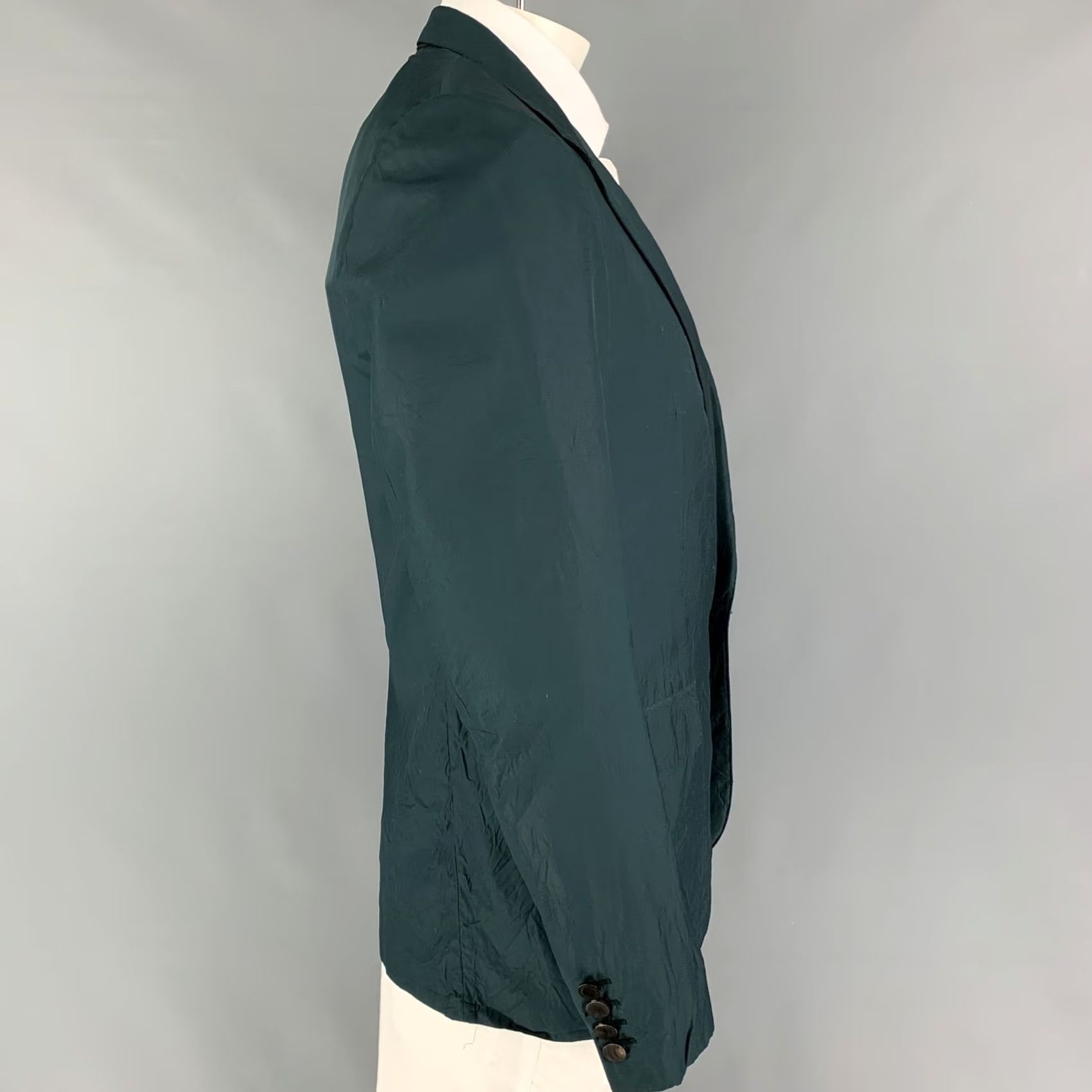 Lanvin LANVIN Sport Coat Size 42 Regular Emerald Wrinkled Silk Notch Lapel Size US XS / EU 42 / 0 - 2 Thumbnail