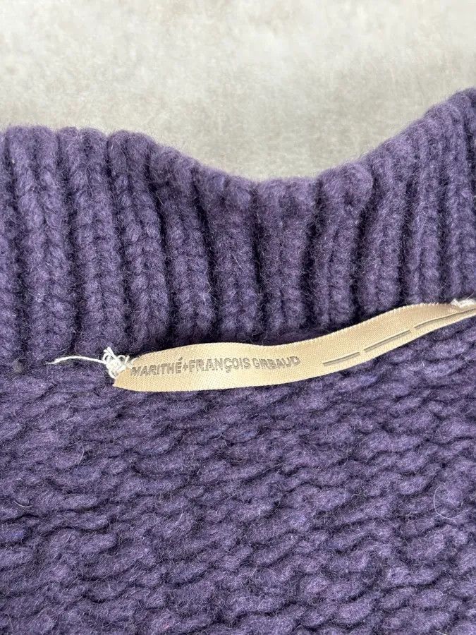 Marithe + Francois Girbaud 2000s Marithé + François Girbaud Asymmetrical Buttoned Wool Purple Cardigan Size S / US 4 / IT 40 - 9 Thumbnail
