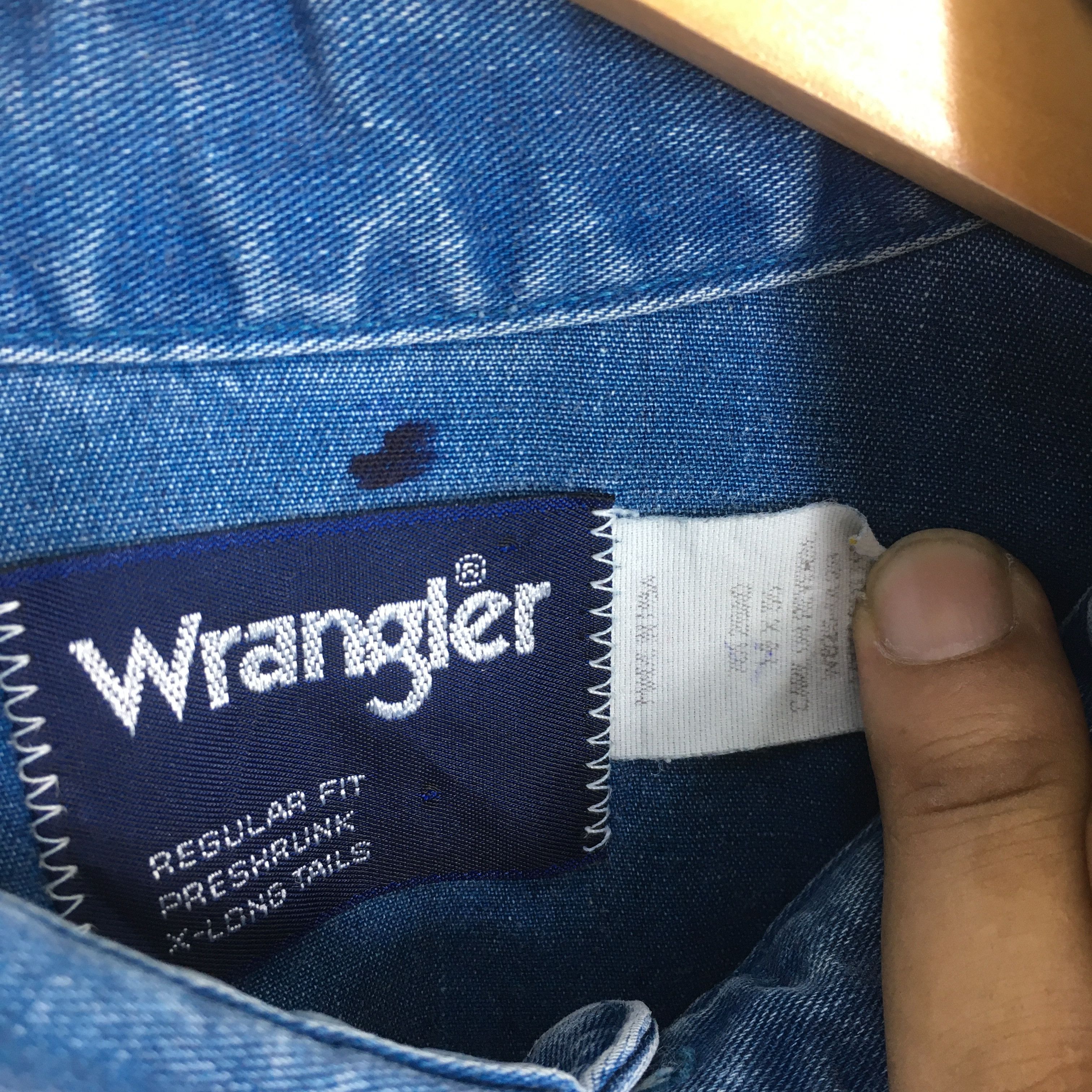 Wrangler Vintage Wrangler Blue Indigo Denim Stripes Shirt 2XL Size US XXL / EU 58 / 5 - 8 Thumbnail