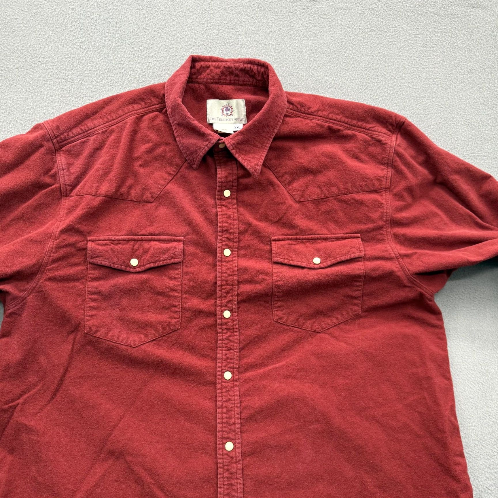 The Territory Ahead The Territory Ahead Shirt Mens 2XL Red Solid Western Snap Long Sleeve Cotton Size US XXL / EU 58 / 5 - 8 Thumbnail