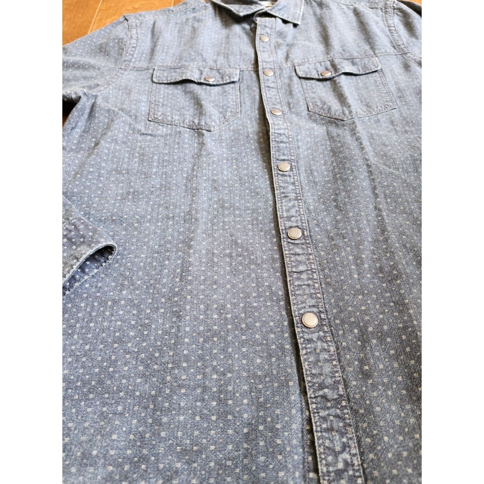 Express Express Shirt Blue Long Sleeve Button Dress Shirt S/P Mens Regular 100% Cotton Solid Collared Size 36R - 6 Thumbnail