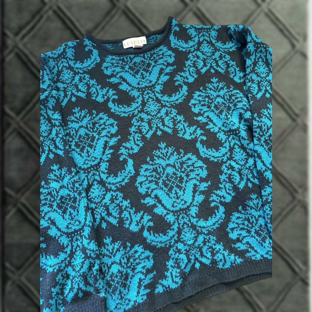 Vintage VINTAGE Venezia Sweater Paisley Knit Acrylic Black 20 Women’s Pullover Size 20 Womens Size 3XL / US 20-22 - 1 Thumbnail