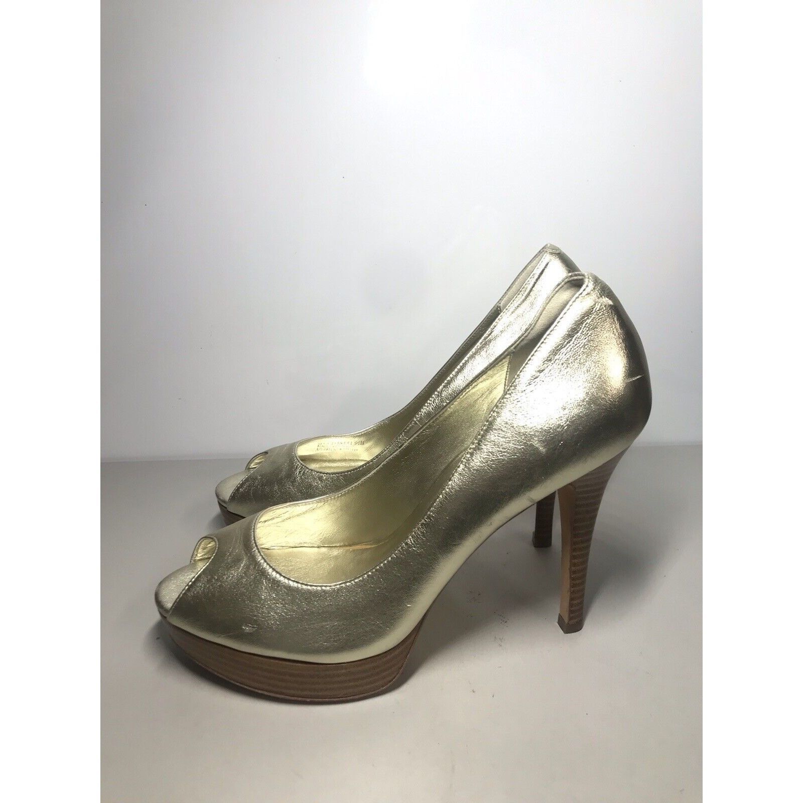 Cole Haan Cole Haan Air Gold Metallic Leather PeepToe Stiletto Heels W Size US 9.5 / IT 39.5 - 16 Thumbnail