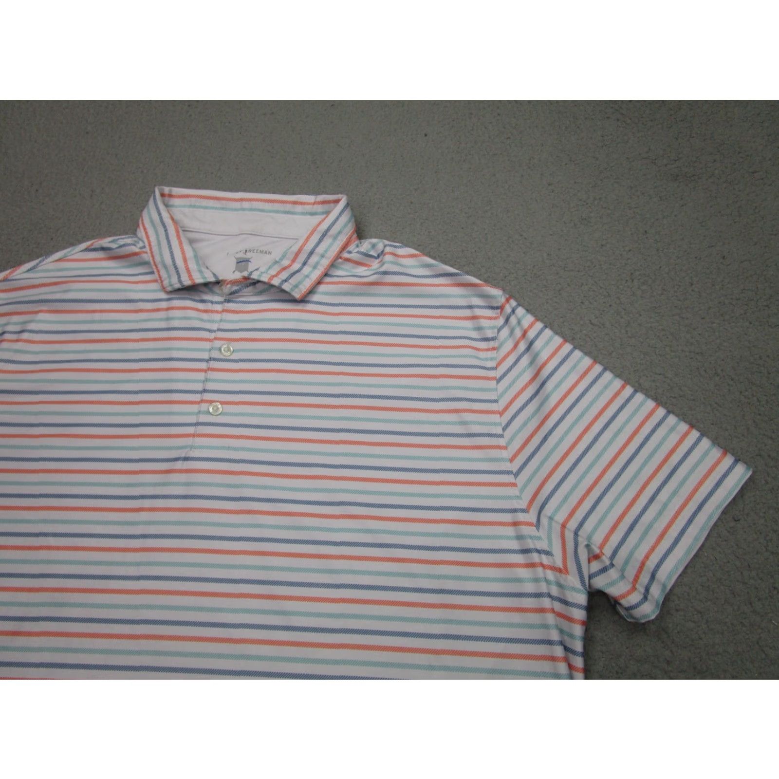 Vintage Hickey Freeman Polo Shirt Mens 2XL White Blue Striped Stretch Performance Golf Casual Workwear Short Sleeve Polo Shirt Size US XXL / EU 58 / 5 - 2 Thumbnail