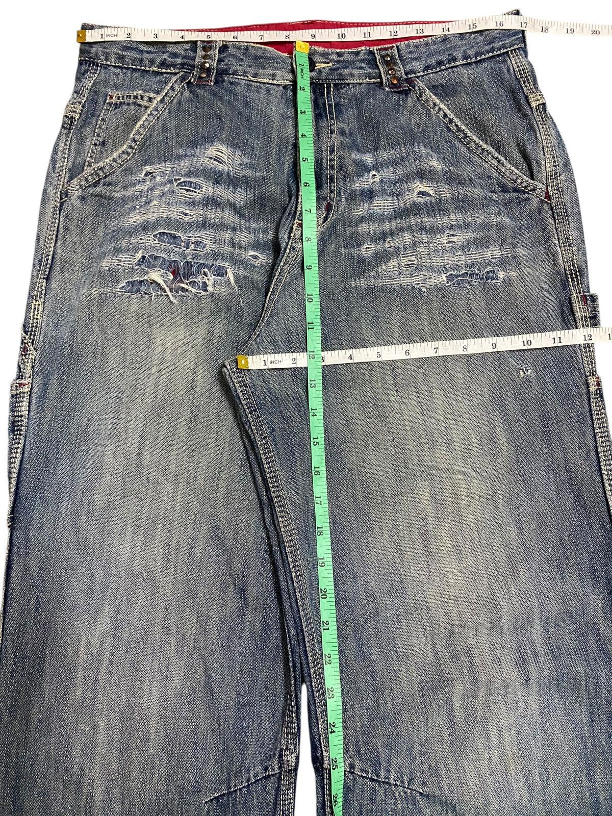 Japanese Brand Vintage Japanese Brand Blue Wash Distressed Punk Baggy Jeans Size US 34 / EU 50 - 12 Thumbnail