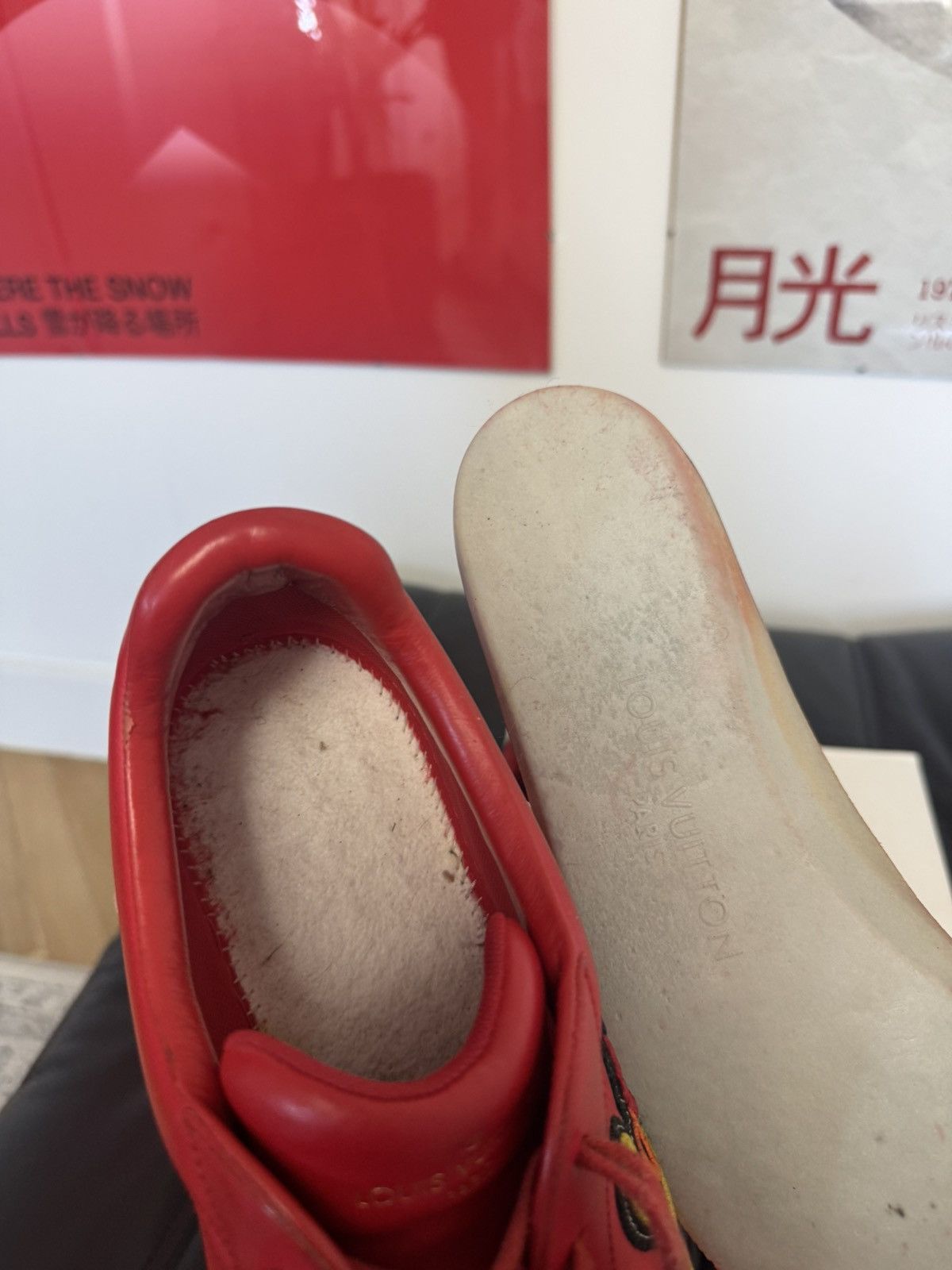 Louis Vuitton Louis Vuitton Low Top Designer Red Leather Sneakers LV Hype Size US 9.5 / EU 42-43 - 9 Thumbnail