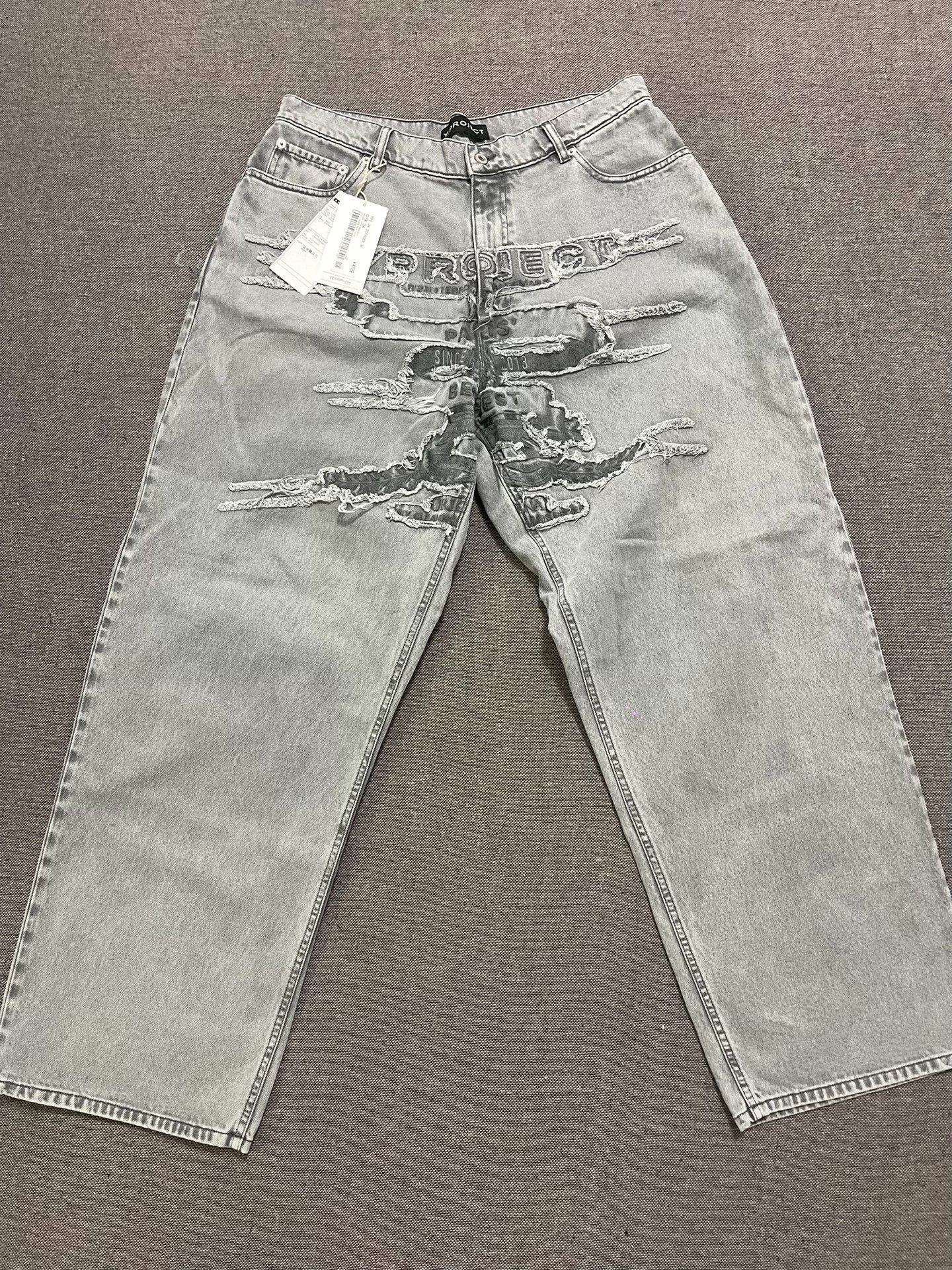 DEN IM by SIKI IM Y/Project Distressed Embroidered Jeans Size US 34 / EU 50 - 1 Thumbnail