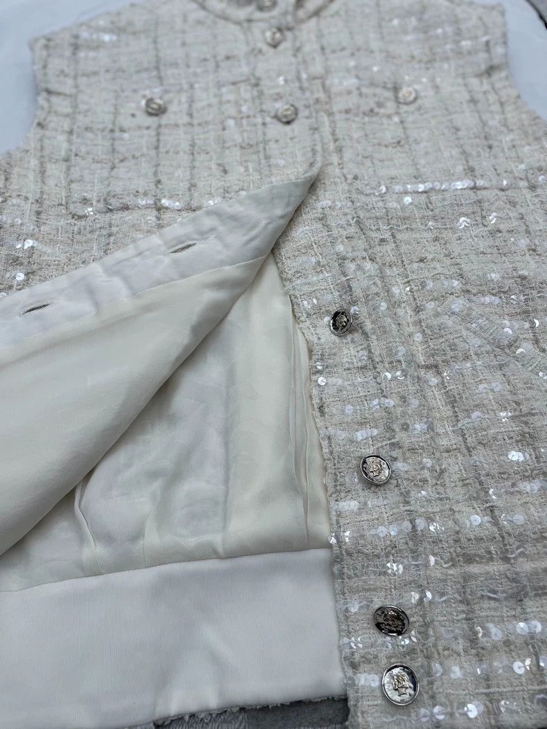 Chanel 25S Beige Sequin Vest