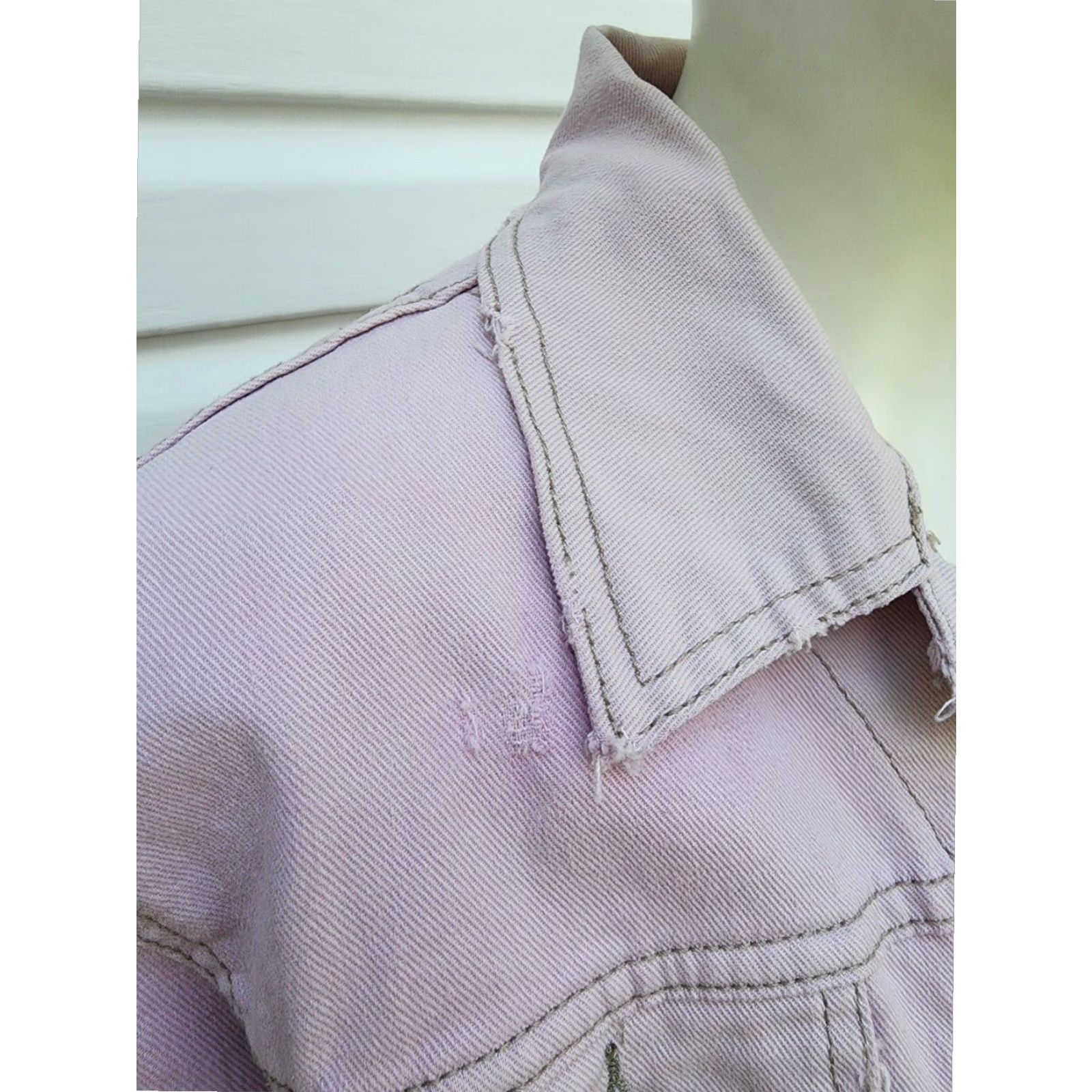 Levi's Levi's Pink Distressed Denim Women's Long Sleeve Jacket Small Size 28" / US 6 / IT 42 - 5 Thumbnail
