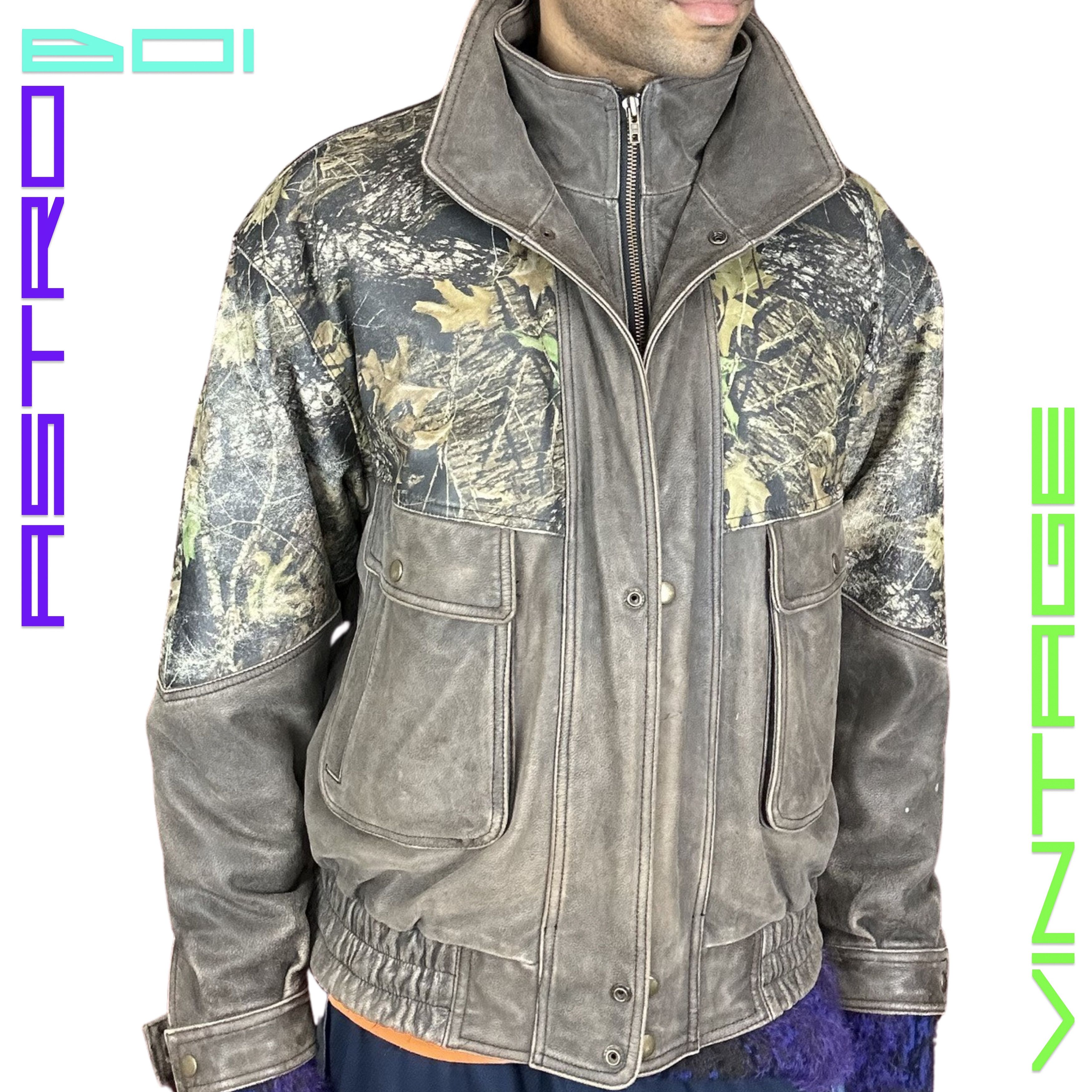 Other WEBER Brown Real Tree Camo Leather Bomber Jacket - Large Size US L / EU 52-54 / 3 - 13 Thumbnail