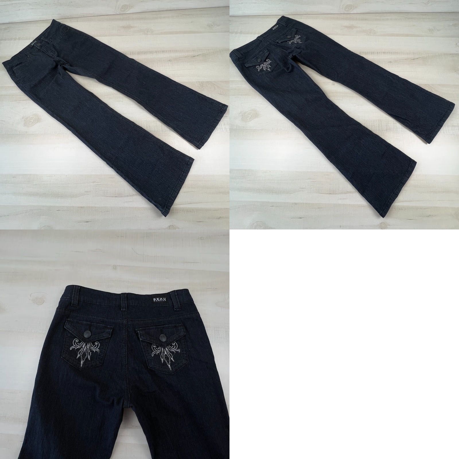 Vintage Beau Dawson Womens Bootcut Jeans 4P Petite Extra Large Dark Wash Mid Rise Flap Pockets Size 27" / US 4 / IT 40 - 8 Thumbnail