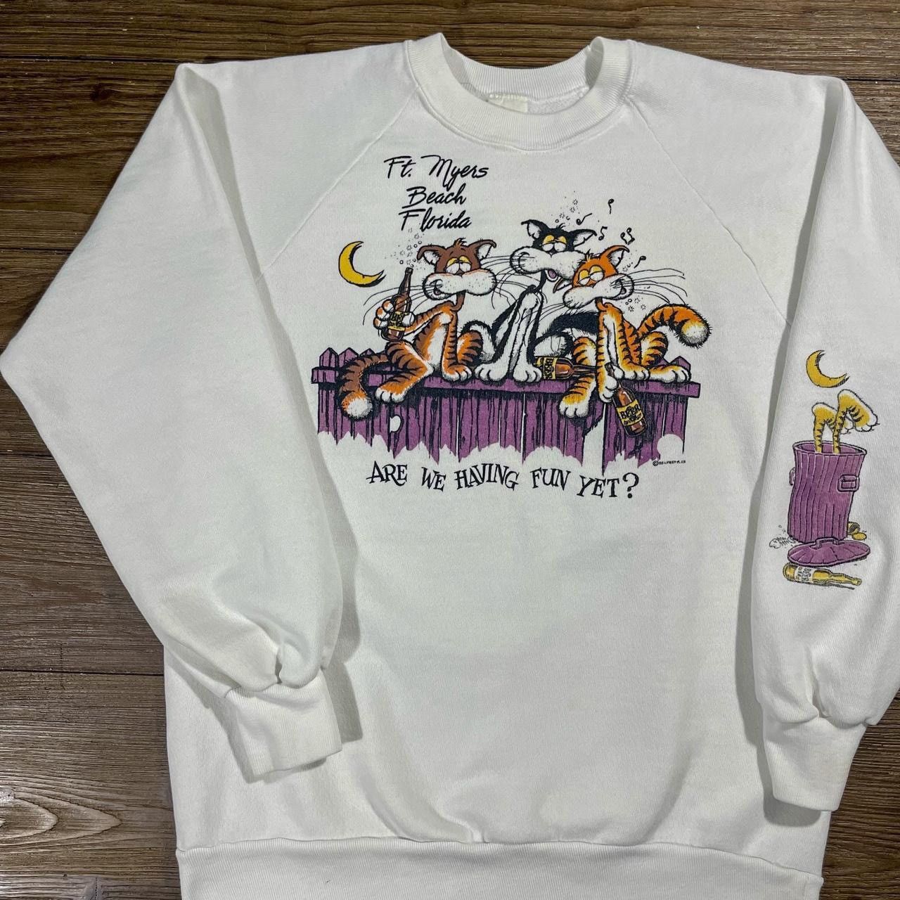 Anvil × Vintage Vintage 1985 Ft. Myers, Florida Drunk Cats Sweatshirt Size US S / EU 44-46 / 1 - 3 Thumbnail