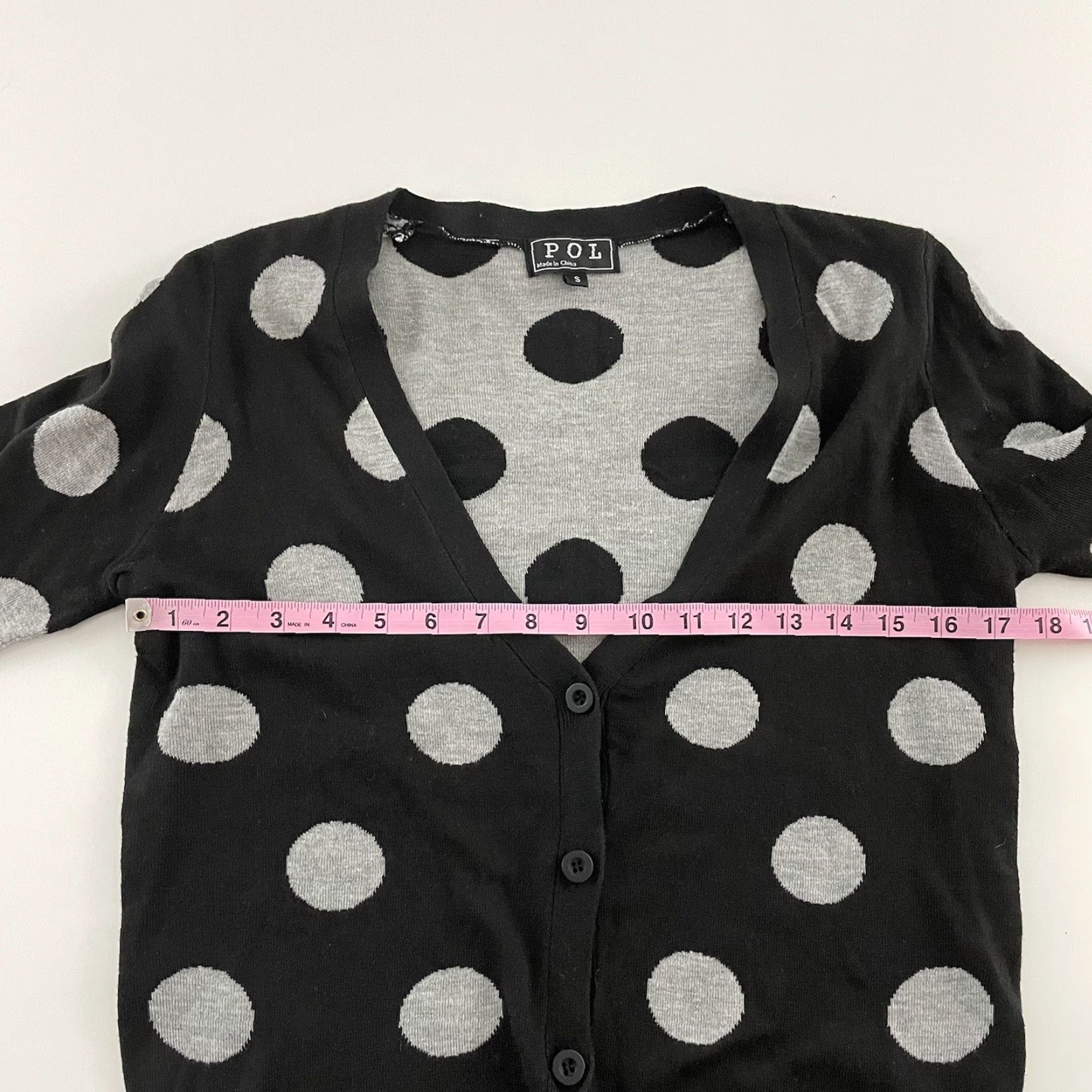 Vintage POL Cardigan Sweater Women's S Black Polka Dot 100% Cotton Shimmering Coat? Size S / US 4 / IT 40 - 4 Thumbnail