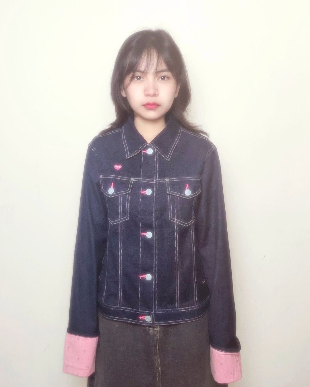Angel Blue Angel Blue Pink Cuff Denim Jacket Size S / US 4 / IT 40 - 1 Thumbnail
