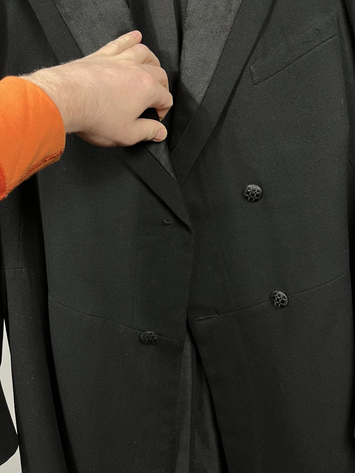 Other Vintage Black Tailcoat Style Long Coat Jacket Satin Collar Size US S / EU 44-46 / 1 - 3 Thumbnail