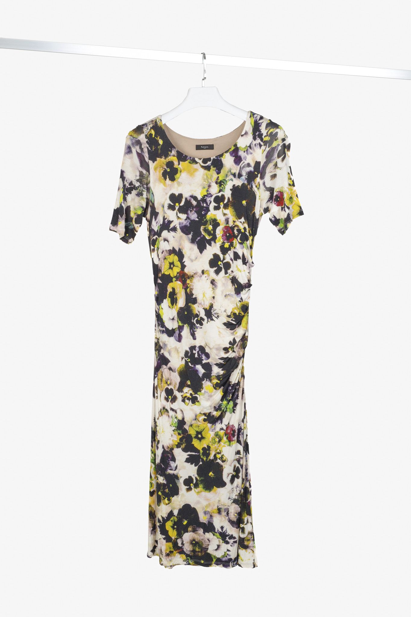 Paul Smith Black Label White Floral Jersey Midi Dress Dresses