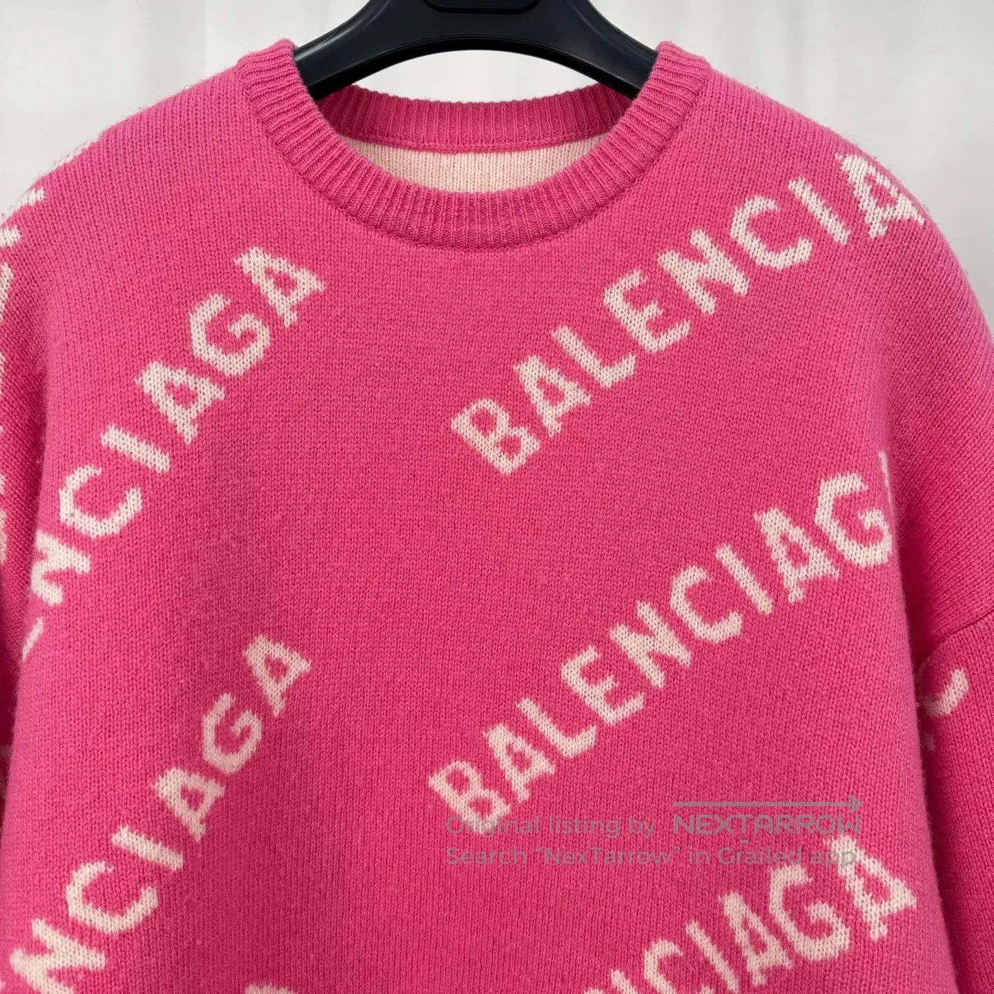Balenciaga pink balenciaga knit sweater with logo. Size M / US 6-8 / IT 42-44 - 3 Thumbnail