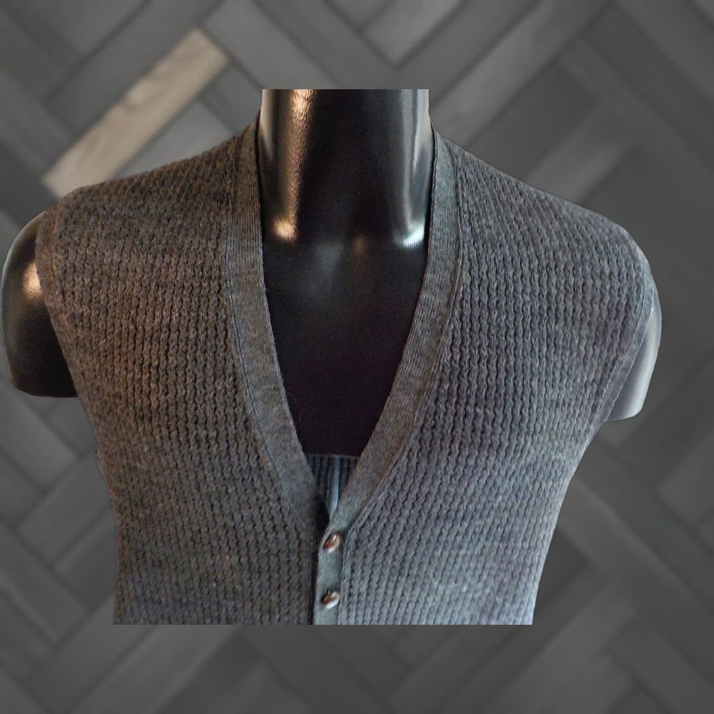 Vintage WOODHOUSE LONDON Button Front Knit Sweater Vest Gray XS?XL? 100% Pure Wool Men Size US XL / EU 56 / 4 - 1 Thumbnail