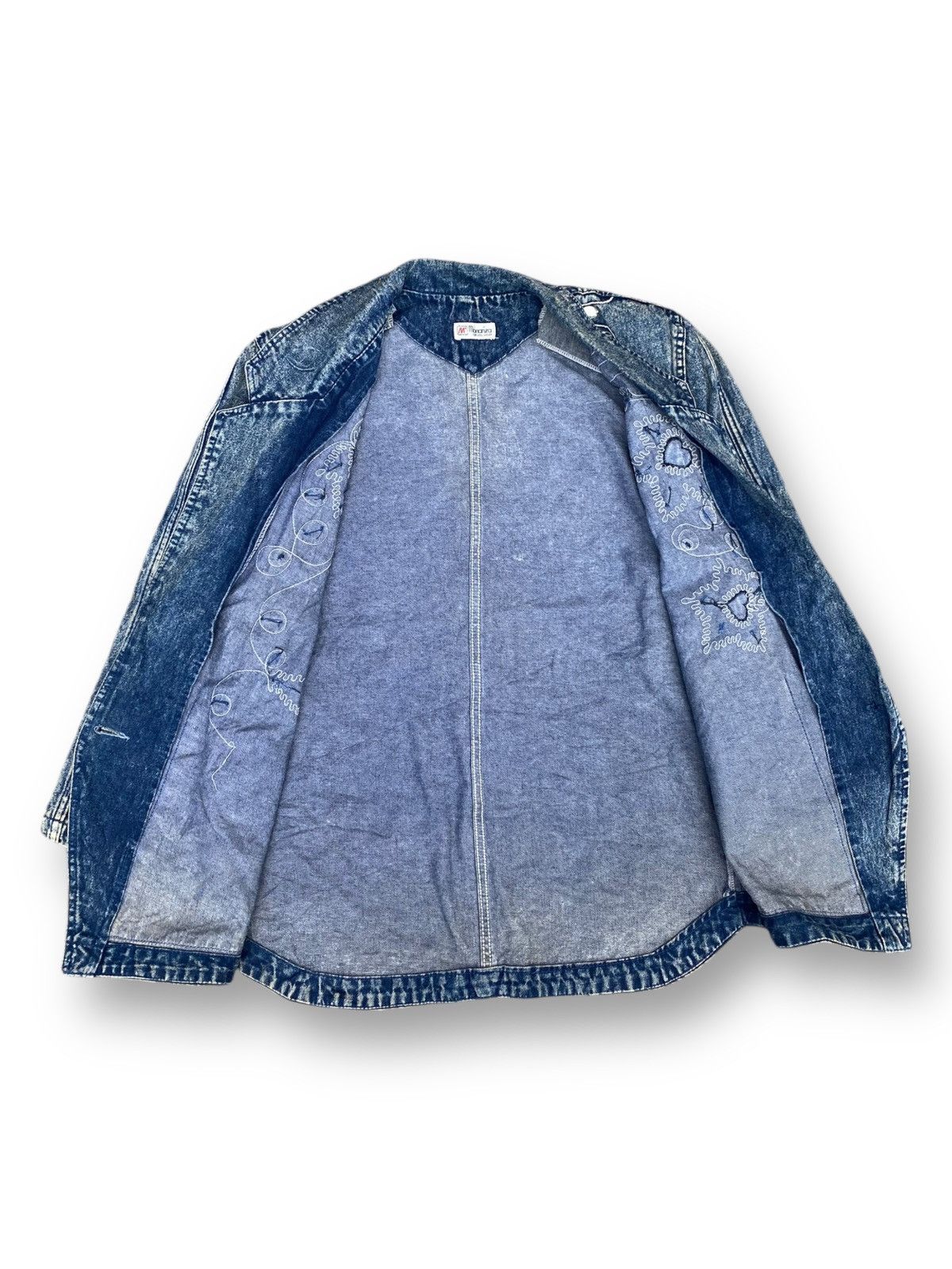 Japanese Brand × Vintage Vintage Denim Floral Embroidery Chore Jacket. #D5 Size L / US 10 / IT 46 - 6 Thumbnail