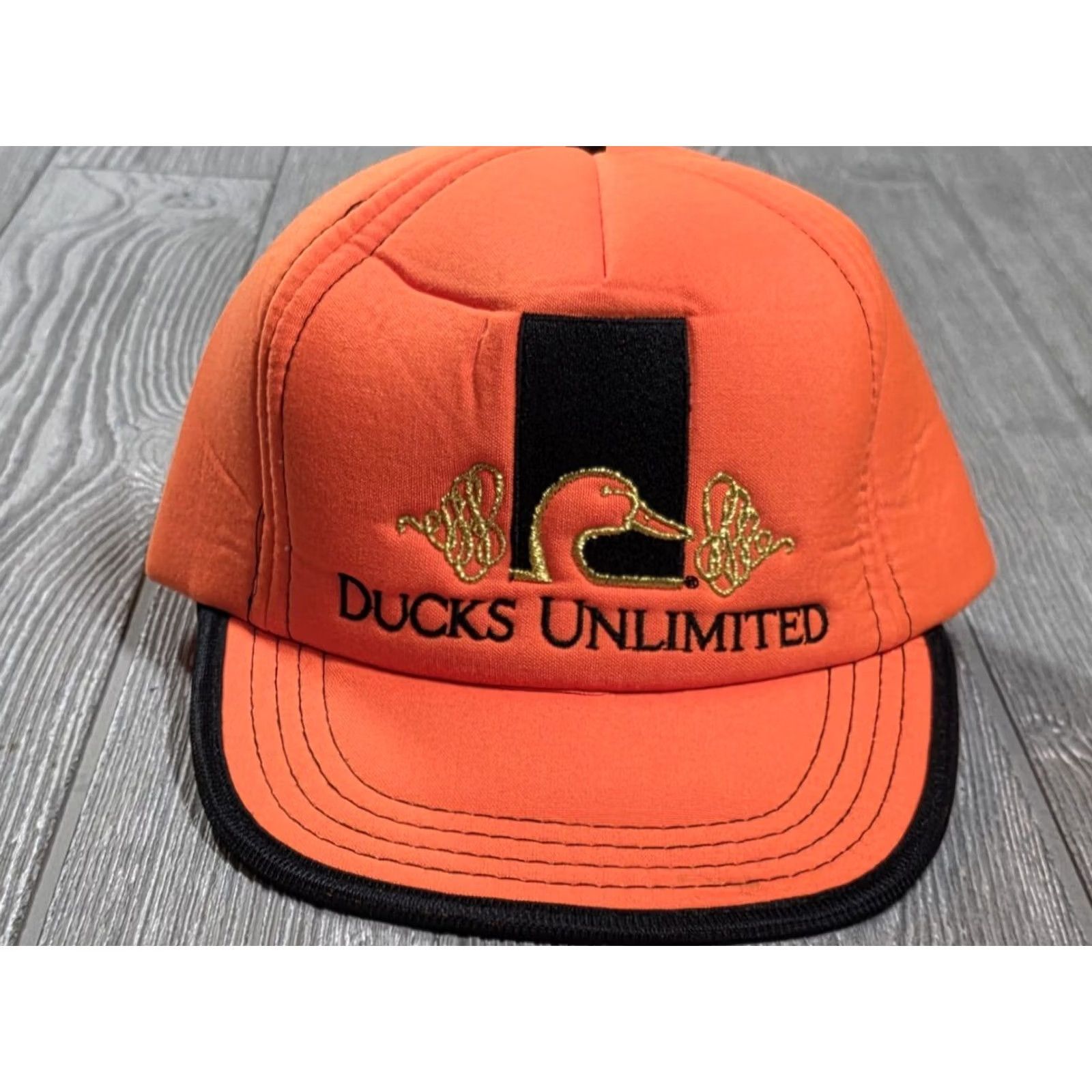 Vintage VINTAGE Ducks Unlimited Trucker Hat Embroidered Adjustable Blaze Orange Hunting SDM? Size 44L - 2 Thumbnail