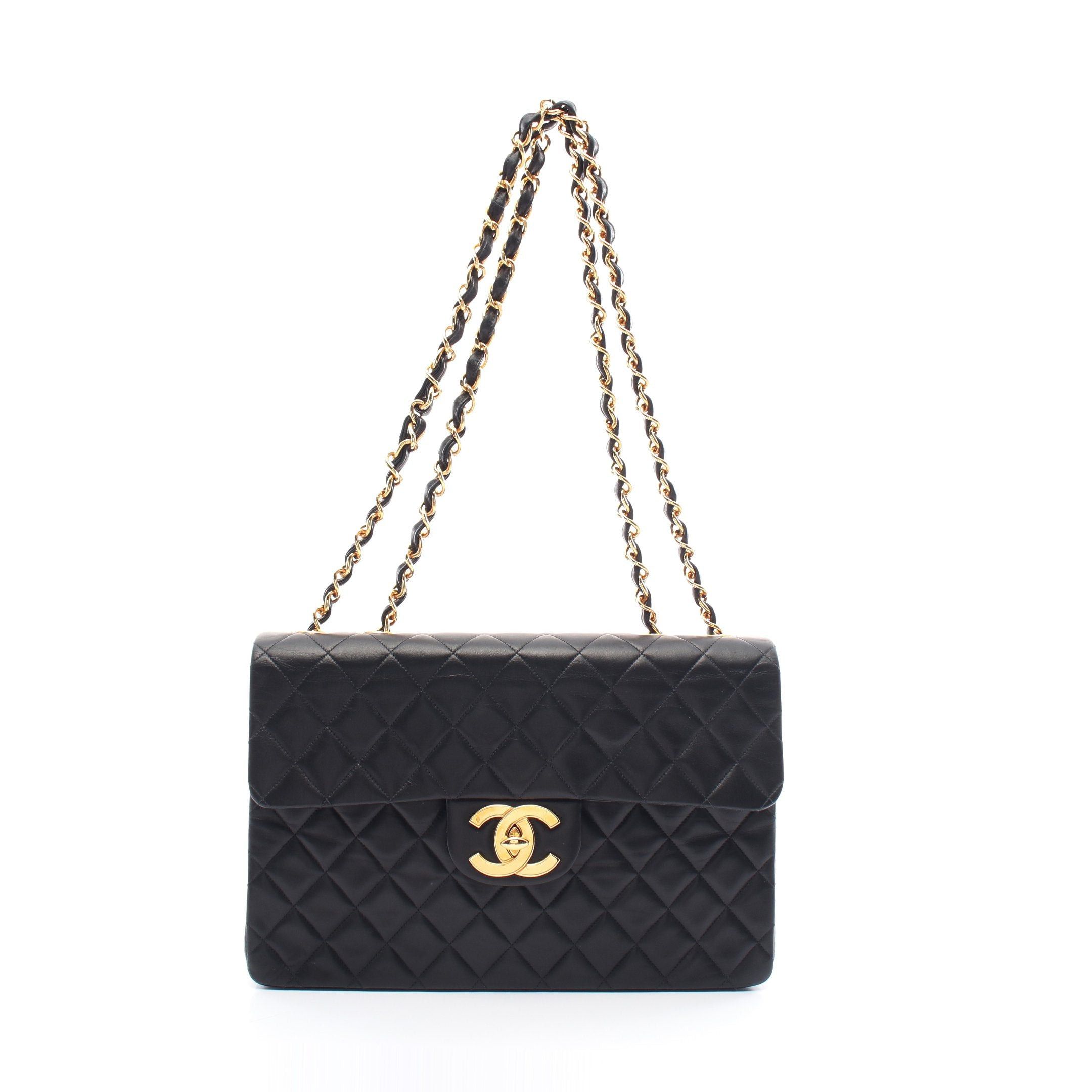 Chanel Chanel Decamatlassé 34 Double Chain Shoulder Bag Lambskin Black Gold Hardware Size ONE SIZE - 1 Thumbnail