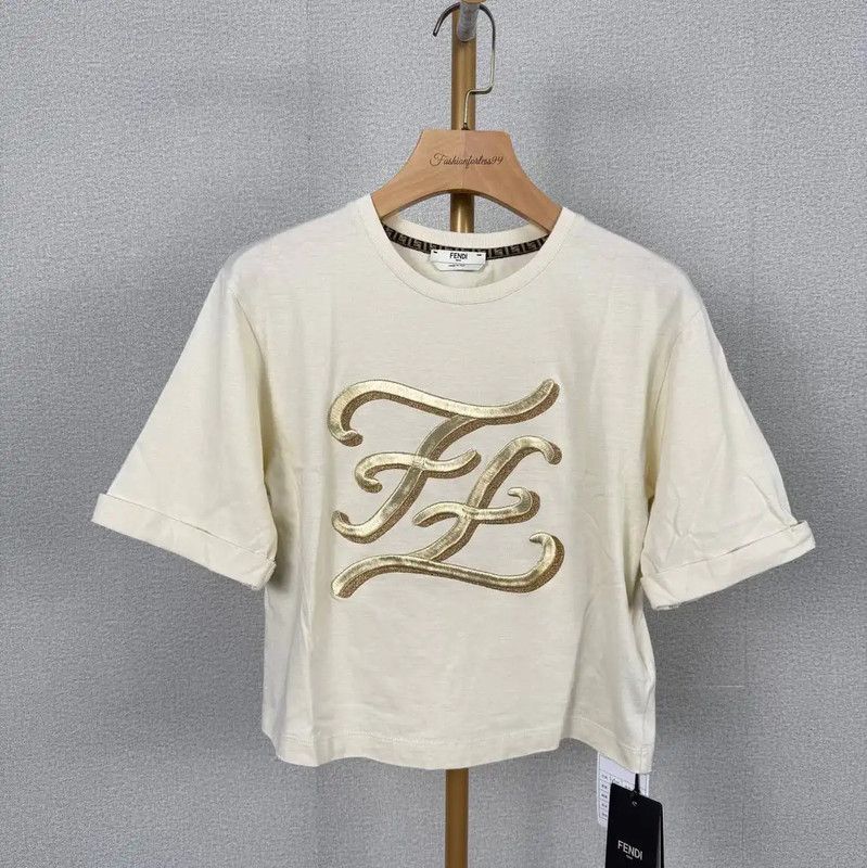 Fendi Fendi Beige Cotton Women's T-Shirt 0089 Size XXS / US 00 / IT 34 - 1 Thumbnail
