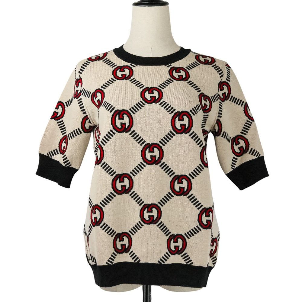 Gucci Gucci Gucci Interlocking GG Reversible Knit Short Sleeve Top Cotton Tops 678310 DUTY FREE for USA Size ONE SIZE - 1 Thumbnail
