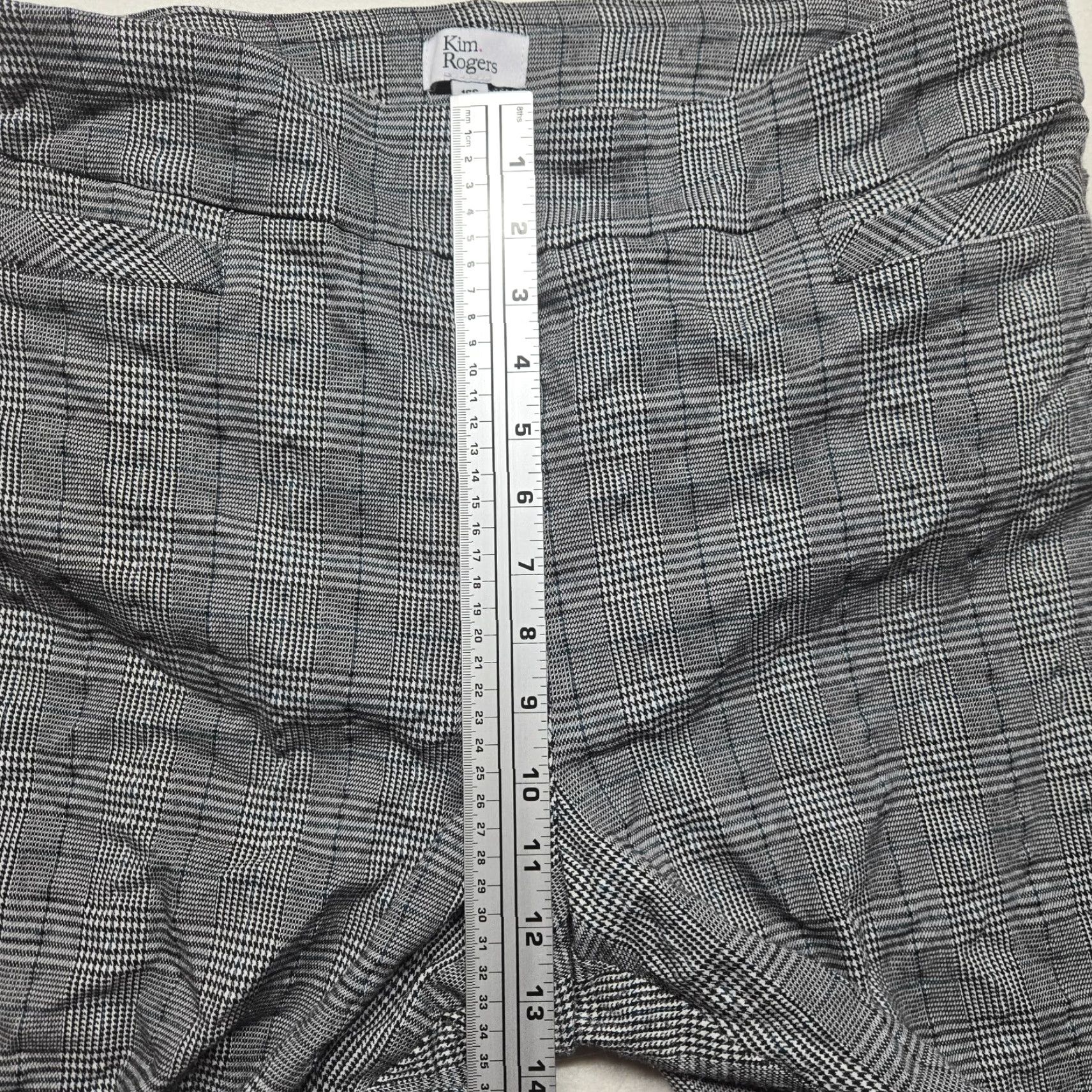 Vintage KIM ROGERS Women's Pants Gray Plaid Pull On Elastic Waist Size 16S Size 38" / US 16 / IT 52 - 5 Thumbnail