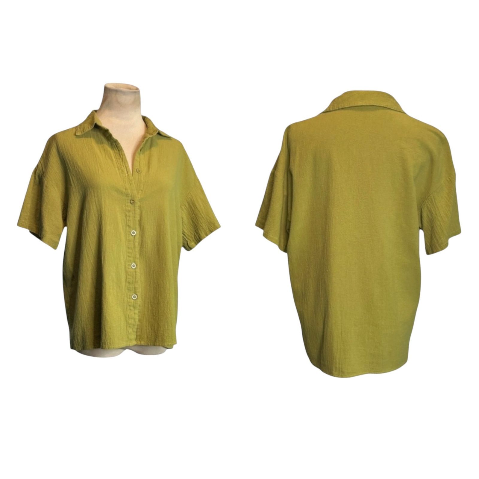 Anthropologie Summer Bundle Floral Top Olive Shirt Striped Blouse Shorts Size S / US 4 / IT 40 - 5 Thumbnail